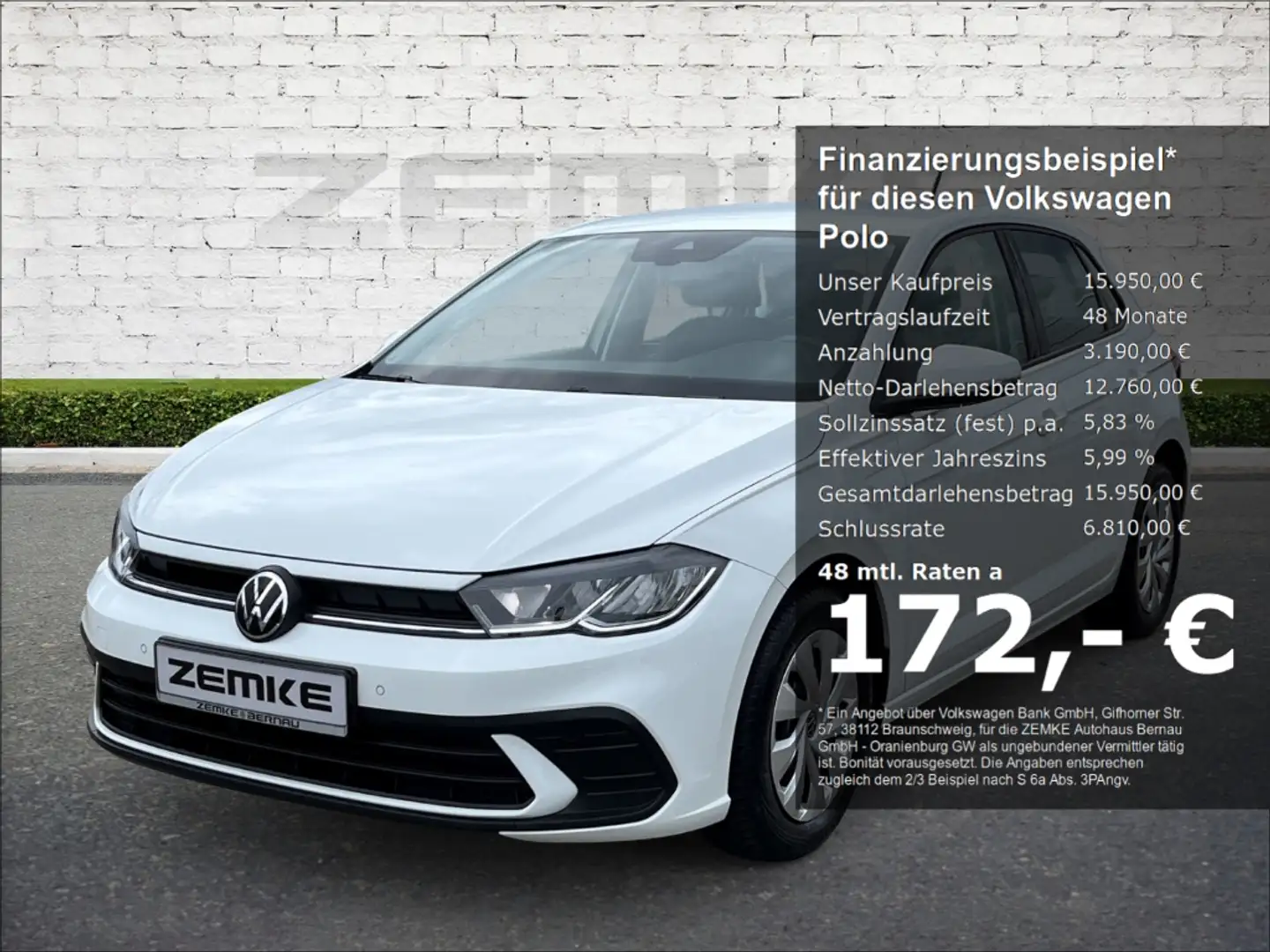 Volkswagen Polo 1.0 TSI Life Digitales Cockpit LED 2-Zonen-Klimaau Weiß - 1