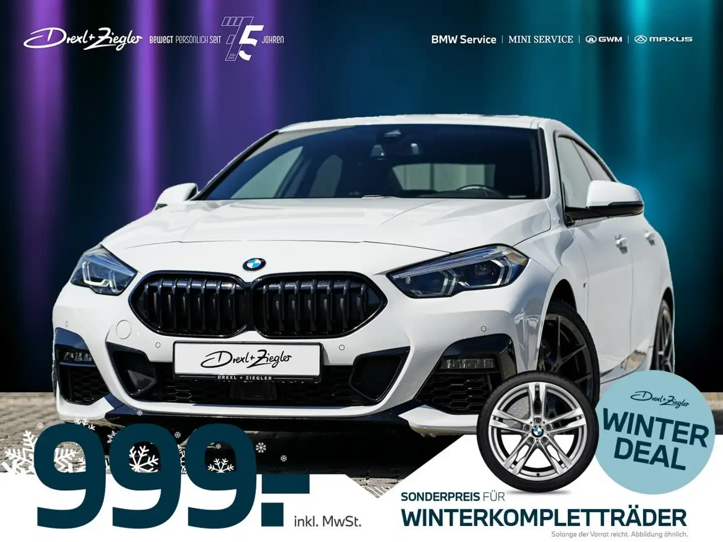 BMW 220 220i Gran Coupe M-Sport PANO ACC HuD H&K RFK KoZg Weiß - 1