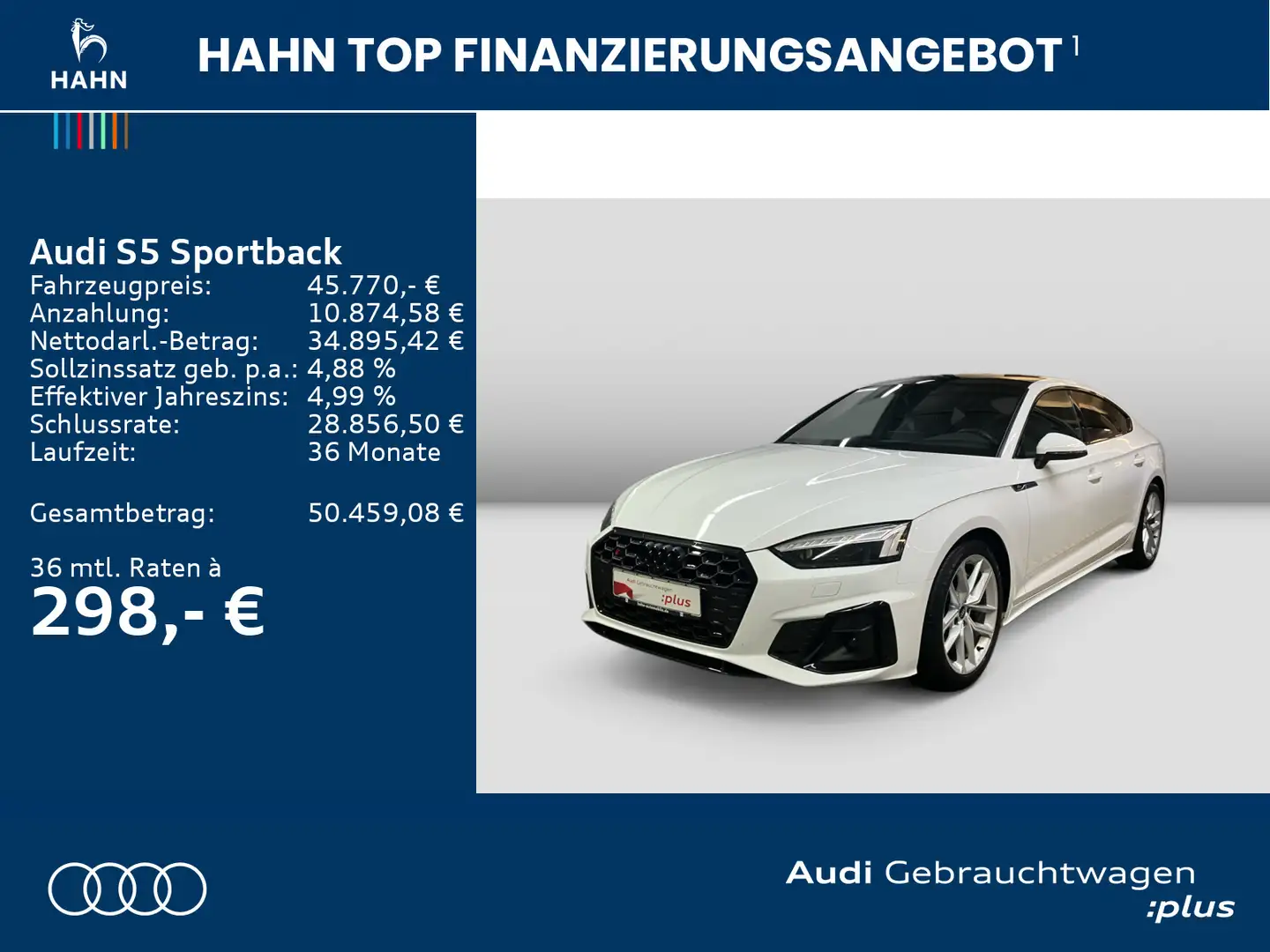 Audi S5 TDI quattro Virtual Pano °360 Carpl Blanc - 2