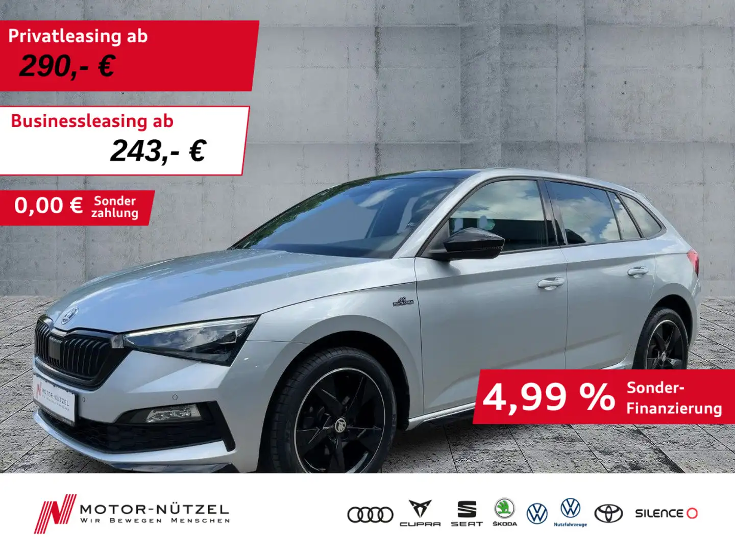 Skoda Scala 1.5 TSI DSG MONTE CARLO LED+NAVI+AHK+PANO Argent - 1