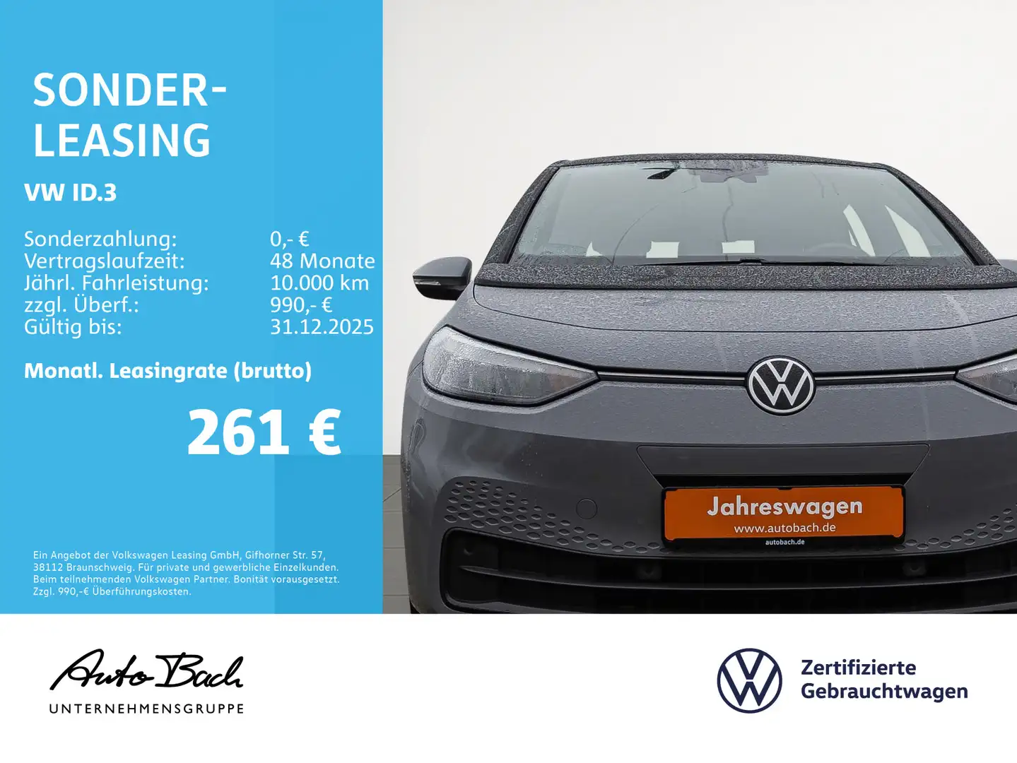 Volkswagen ID.3 Pure Performance, Navi, LED, App-Connect, S Grijs - 2