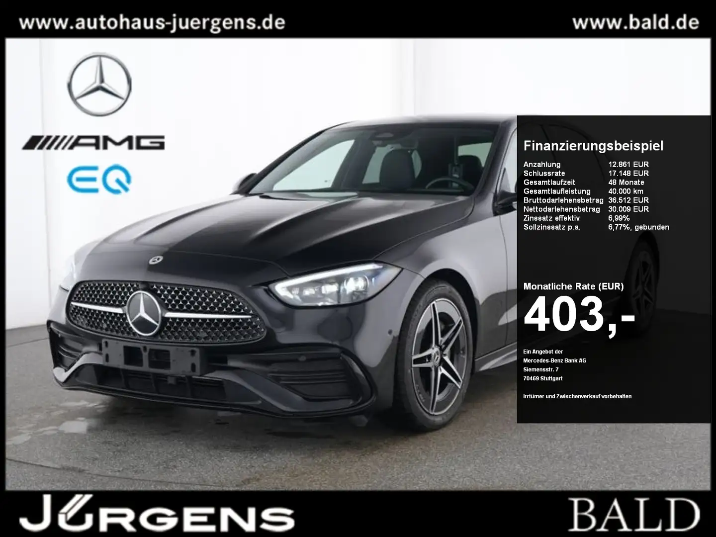 Mercedes-Benz C 180 AMG-Sport/DIGITAL/Burm/Night/Distr/Memo/18 Schwarz - 1