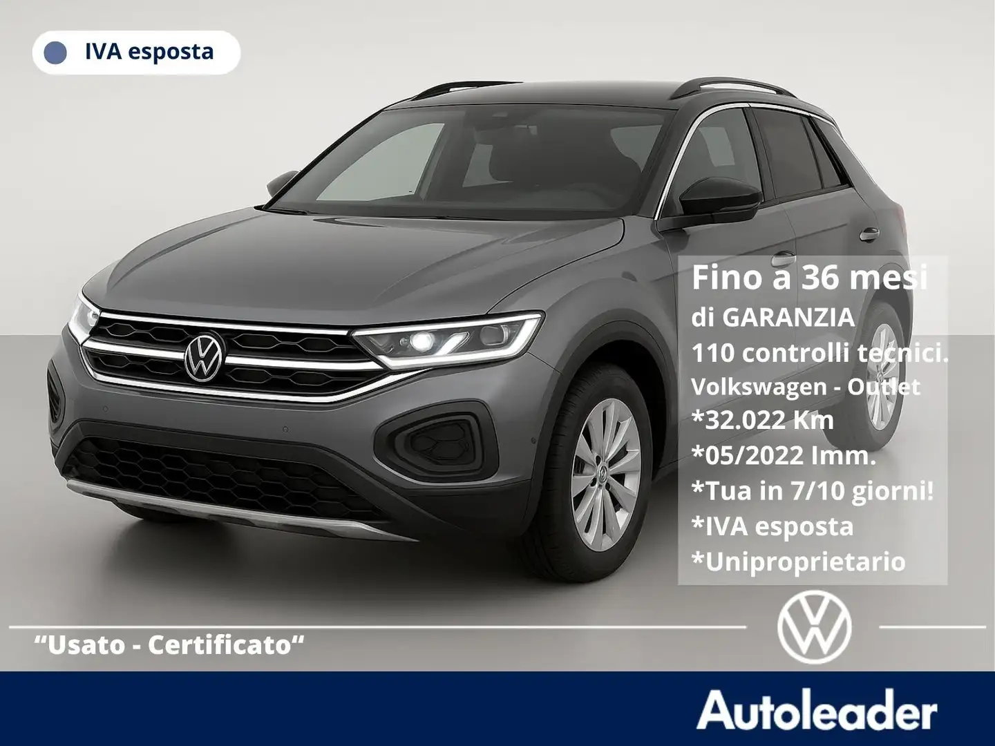 Volkswagen T-Roc 1.0 TSI Style BMT SOLO 32mila km Gris - 1