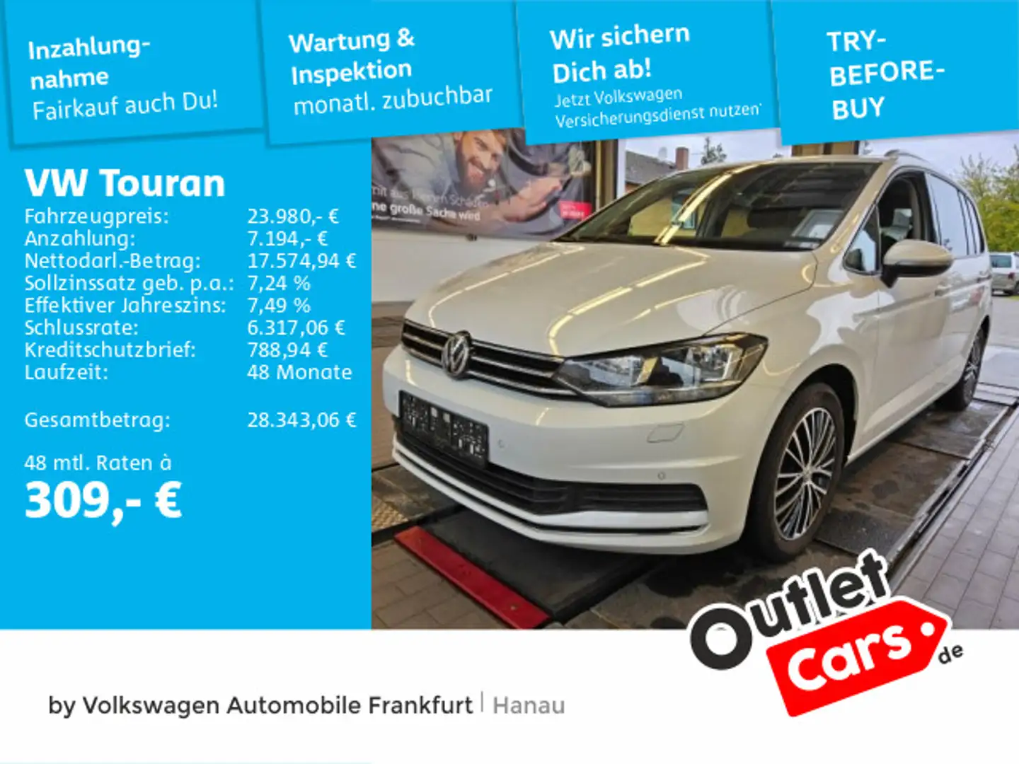 Volkswagen Touran 1.5 TSI United Navi Einparkhilfe Sitzheiz Weiß - 1
