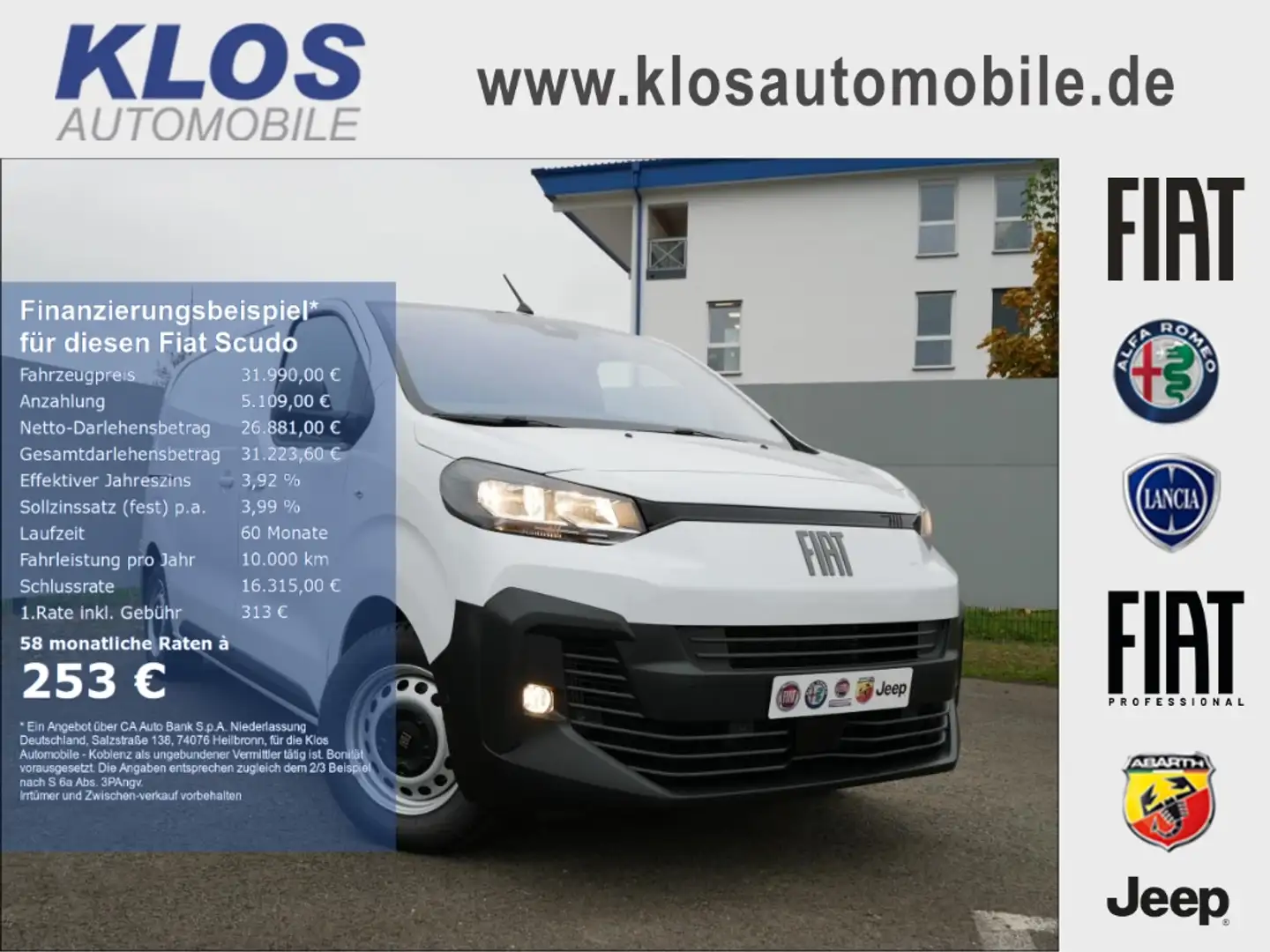 Fiat Scudo KAWA L2 2.0 145 PS MT6 COMFORT SURROUND VIEW Weiß - 1