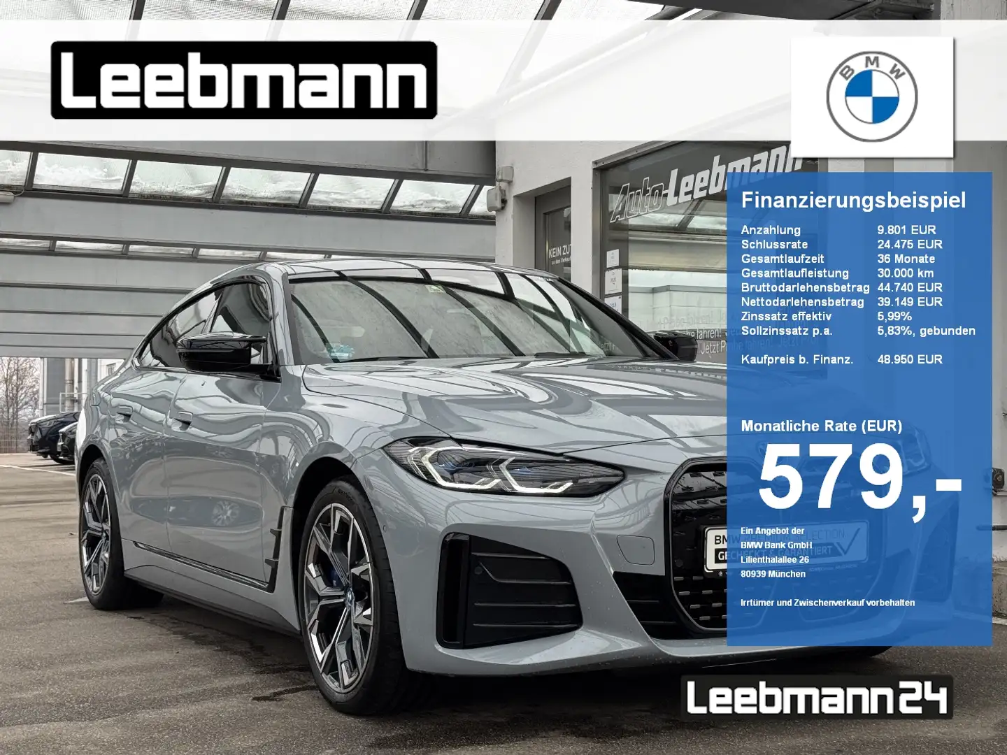BMW i4 M50 Gran Coupé AHK/LASER/HK GARANTIE-03/2028 Grau - 1