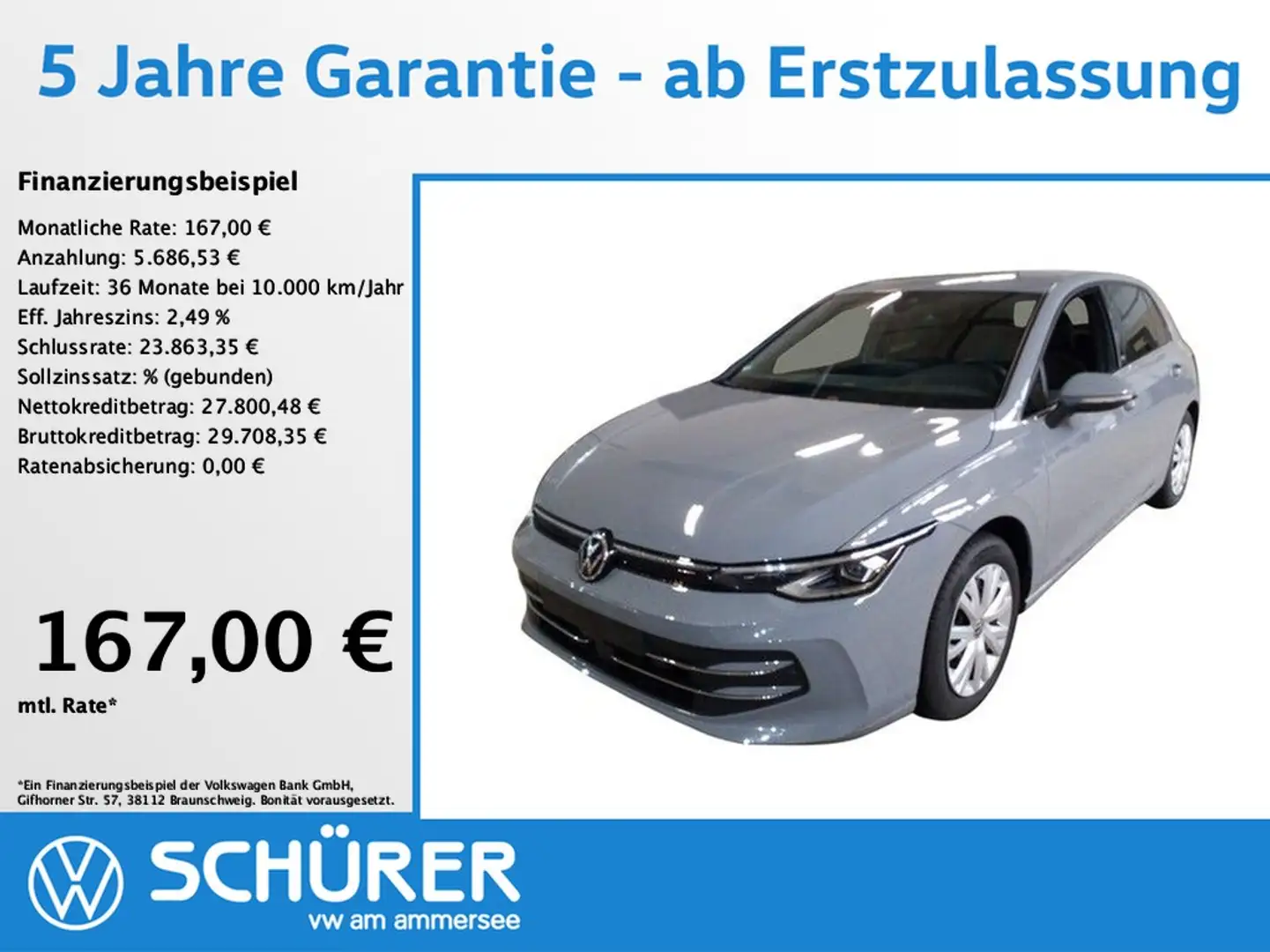 Volkswagen Golf VIII 1.5eTSI DSG Edition 50 AHK StdHz 8Fach RKa... Grau - 1
