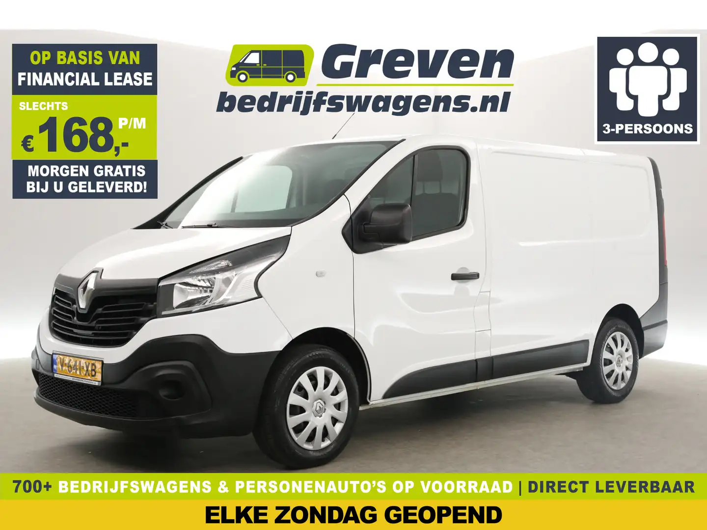 Renault Trafic 1.6 dCi T27 L1H1 Airco Cruise Navigatie 3 Persoons Wit - 1