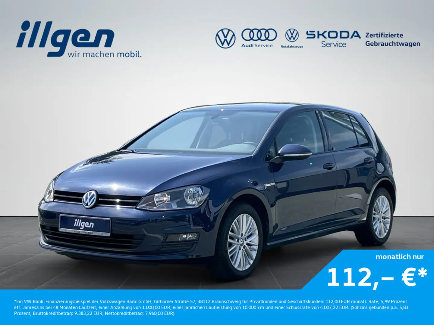 Volkswagen Golf VII 1.2 TSI 86Ps Cup CLIMAT+PDC+NEBEL+SHZ+LM Bleu - 1