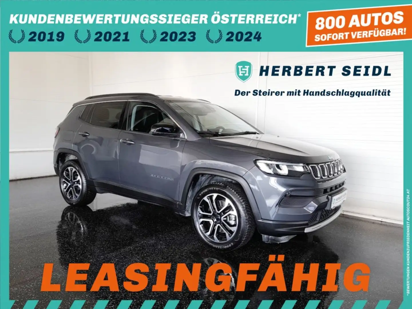 Jeep Compass PHEV 4x4 Aut. *18 ZOLL / LED / KAMERA / ACC/ APP CONNECT / TEILLEDER / 2-ZONEN-KLIMA / SITZHEIZUNG* Grau - 1