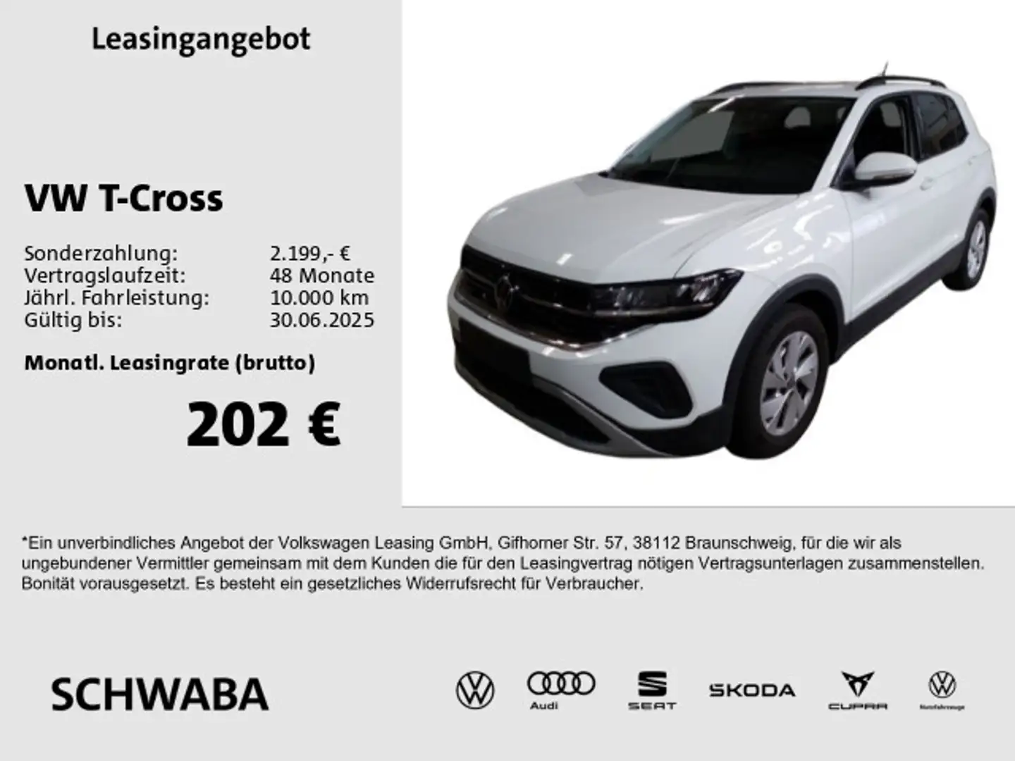 Volkswagen T-Cross Life 1.0TSI LED*VIRTUAL*ACC*LANE*PDC*16" Weiß - 1