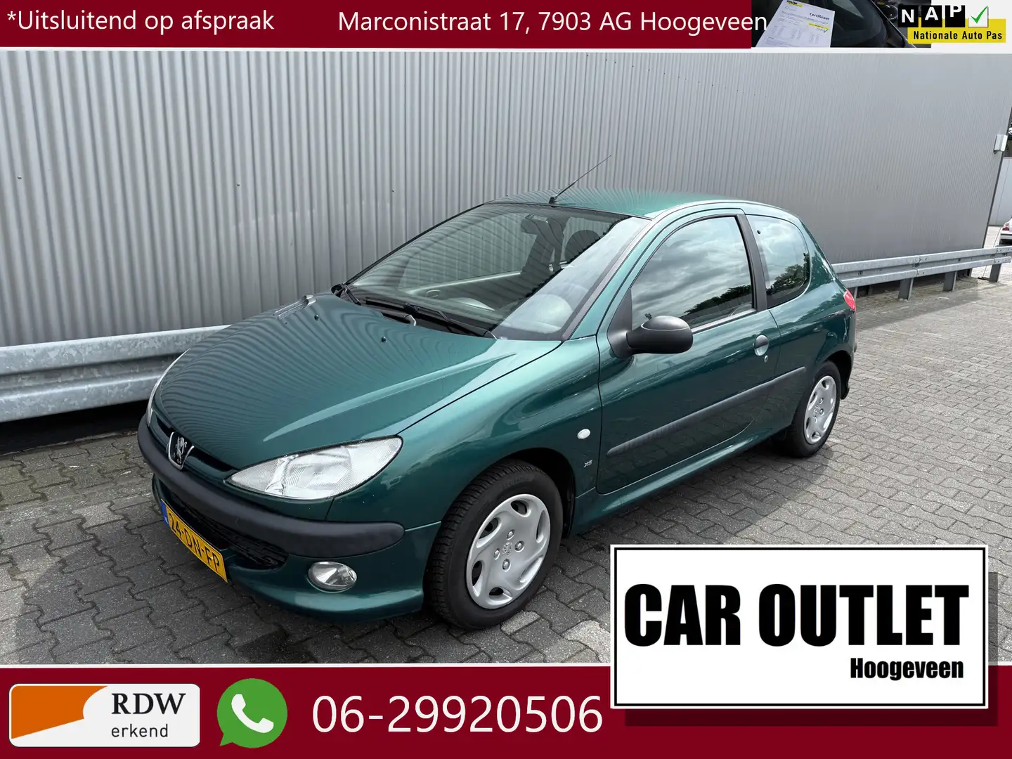 Peugeot 206 1.4 XT 116Dkm.NAP! Alpine audio, Trekhaak en Nieuw Groen - 1