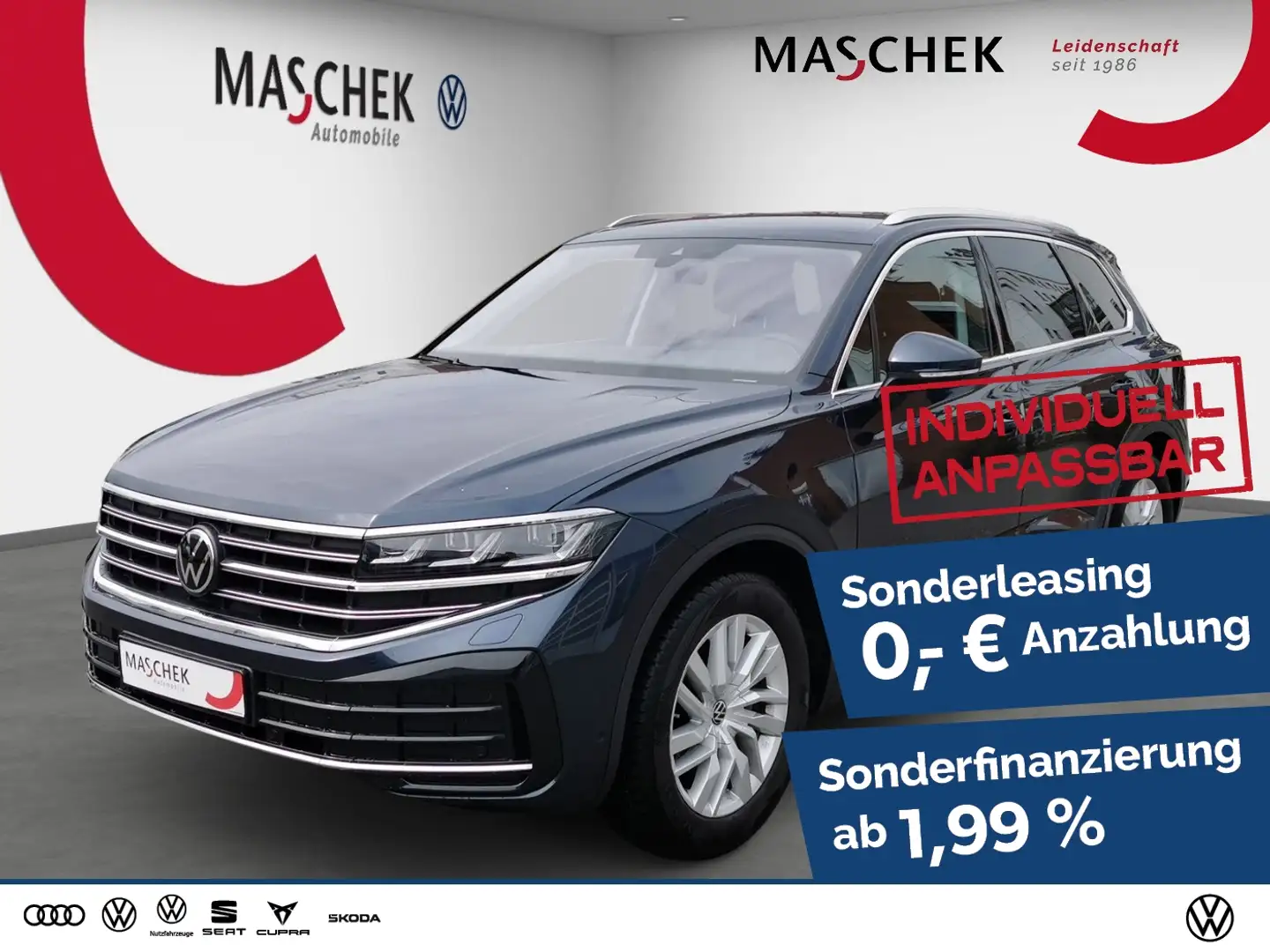 Volkswagen Touareg Elegance 3.0 TDI 4x4 AHK ACC Memory Luftfwk Blauw - 1
