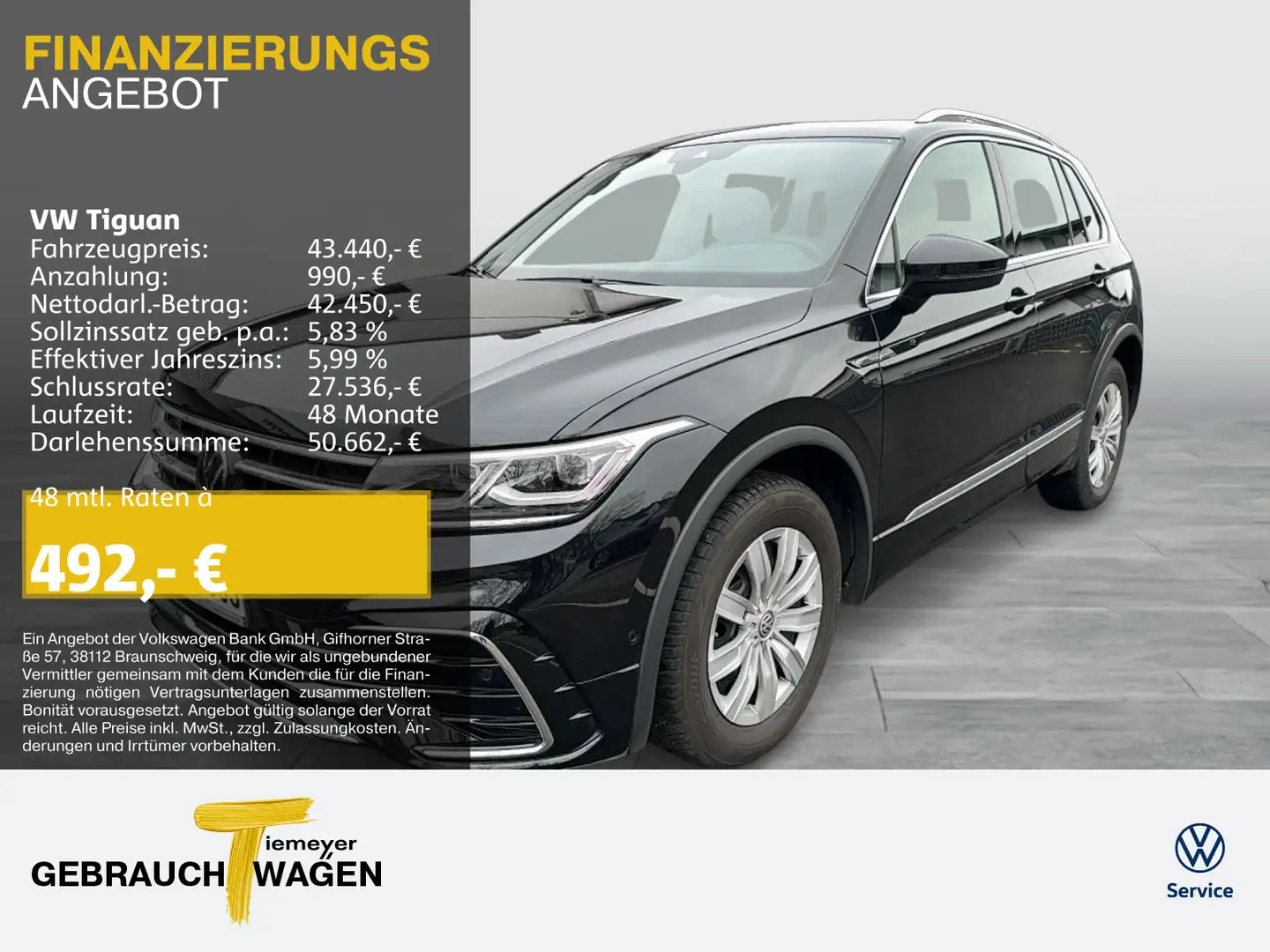 Volkswagen Tiguan 2.0 TDI DSG 4M R-LINE PANO IQ.LIGHT LM20 Schwarz - 1