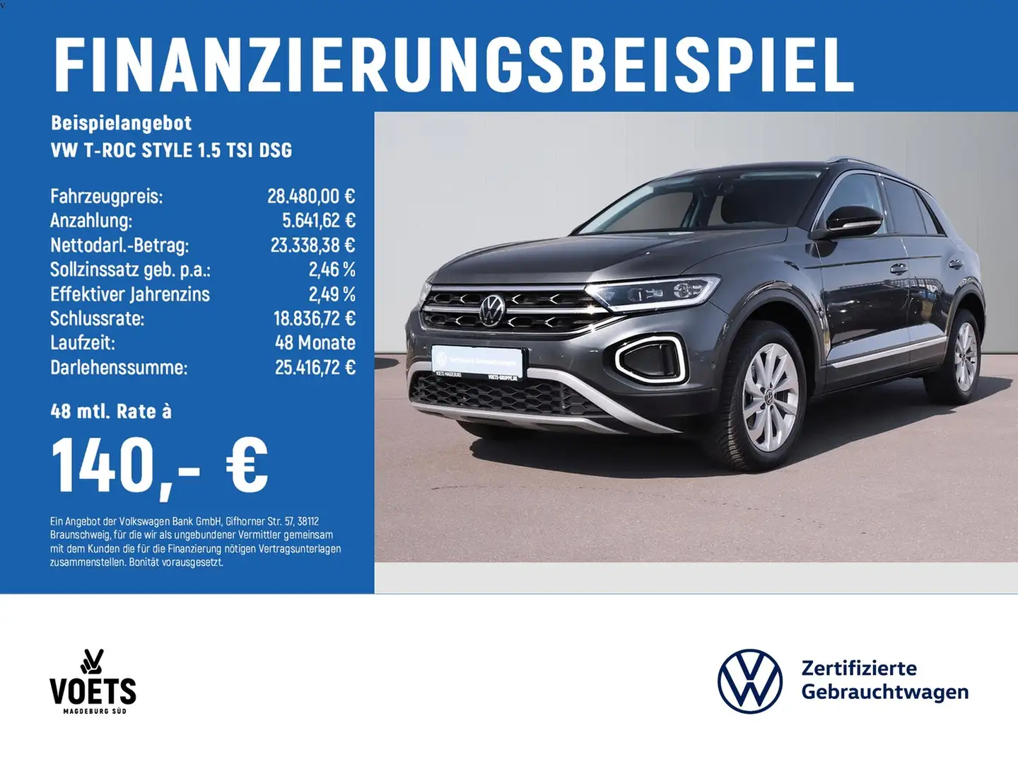 Volkswagen T-Roc STYLE 1.5 TSI DSG LED PLUS+NAVI+AHK+ACC Grau - 2