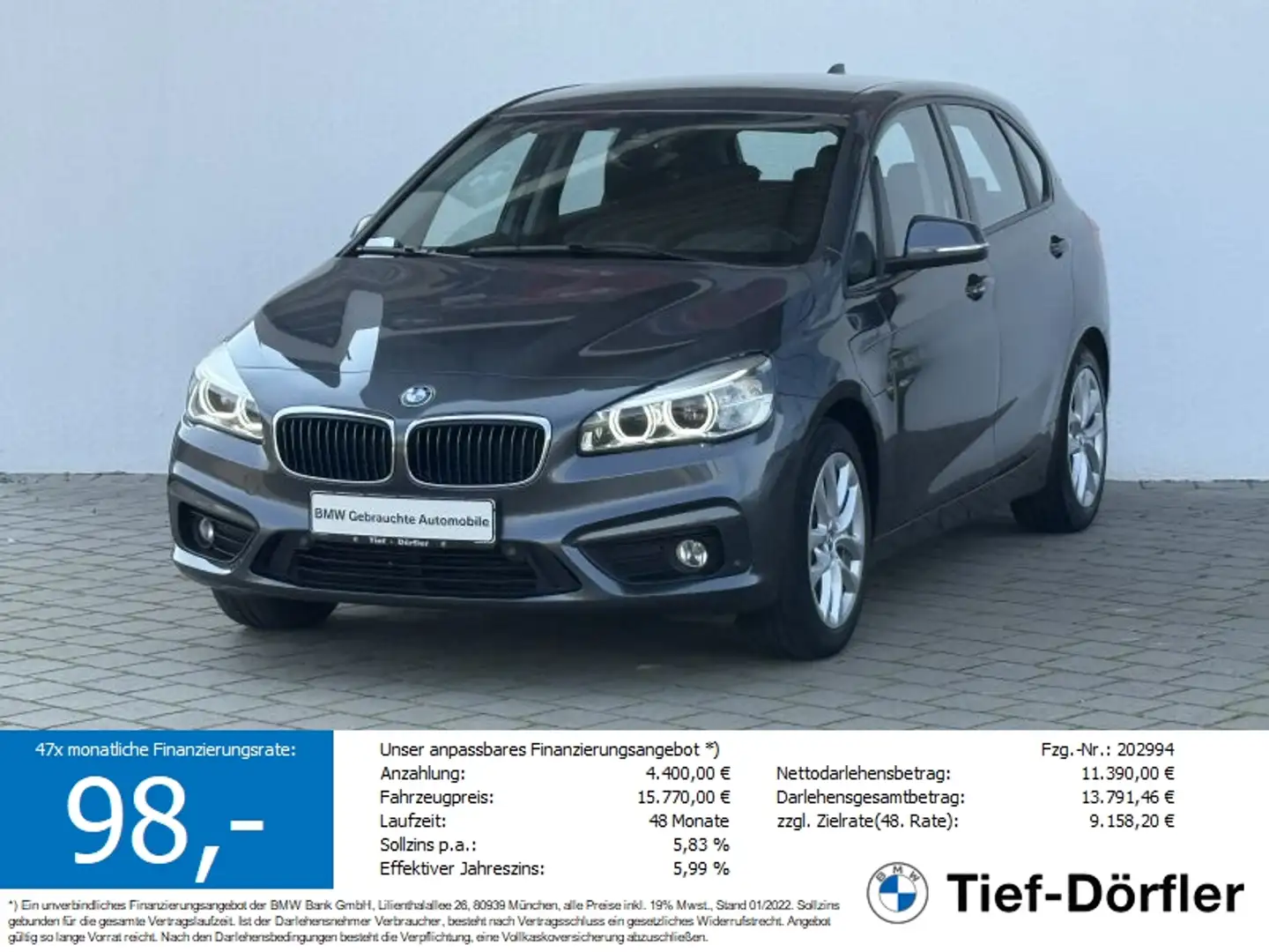 BMW 225 xe Active Tourer Advantage LED/NAVI/PDC/LHZ Grau - 1
