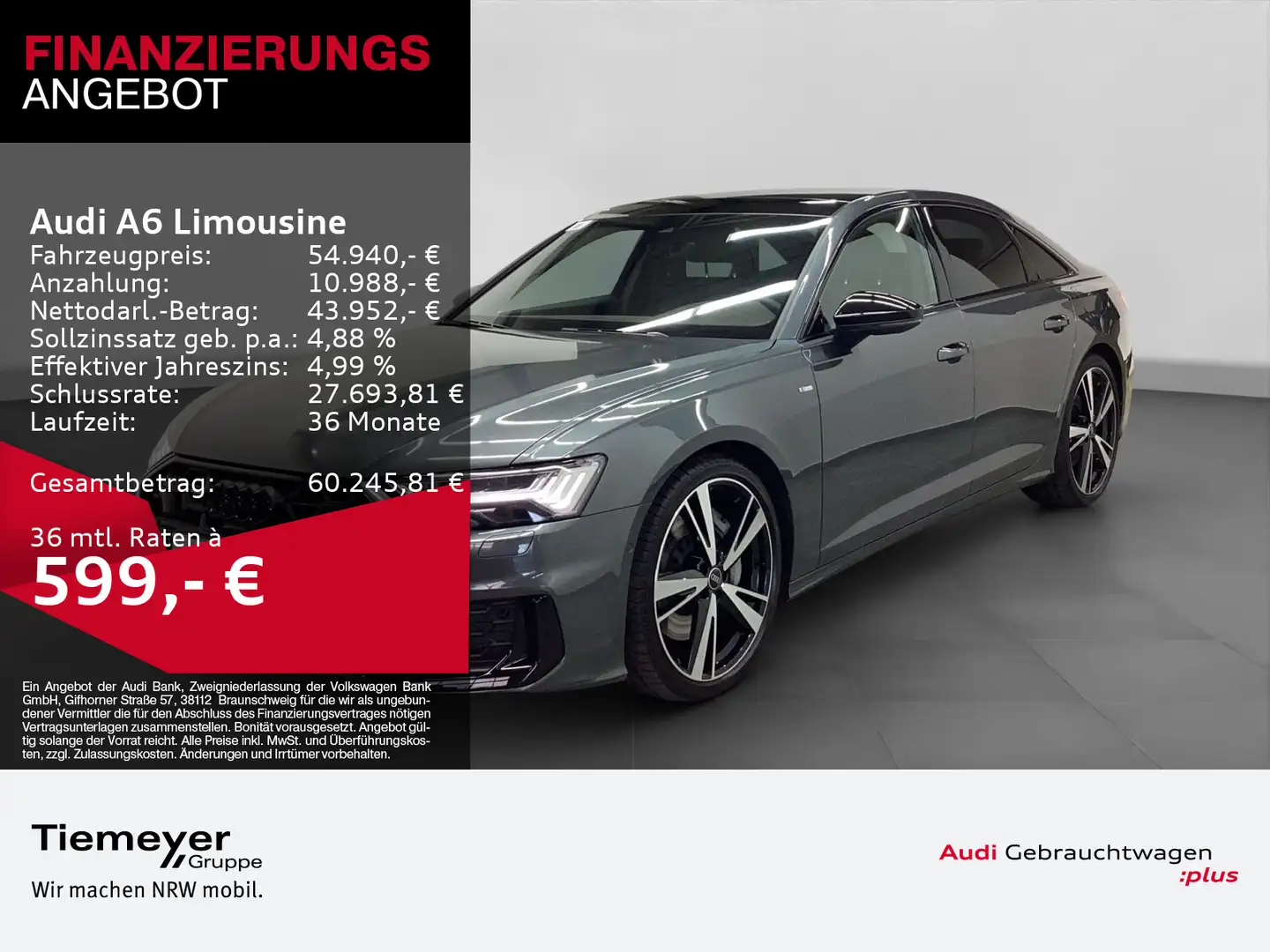 Audi A6 50 TFSIe Q 2x S LINE LM21 LEDER PAN Grau - 1