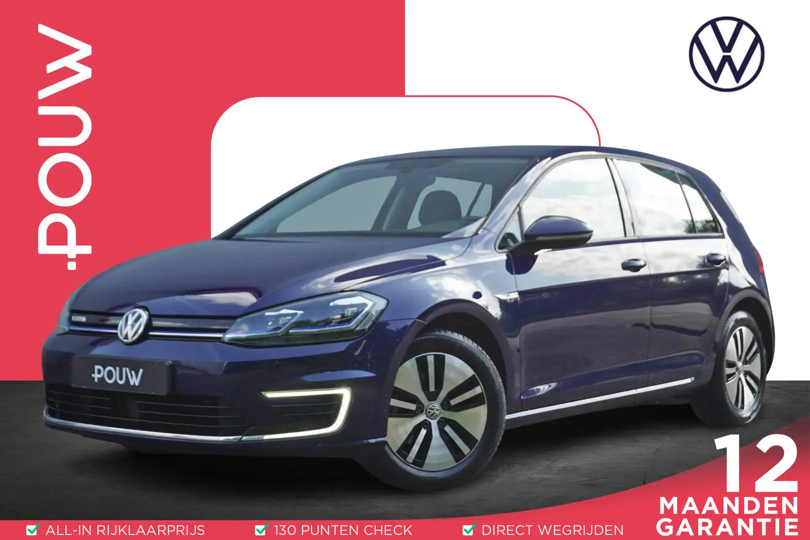 Volkswagen e-Golf 136pk E-DITION | Navigatie | Warmtepomp | Adaptive Blauw - 1