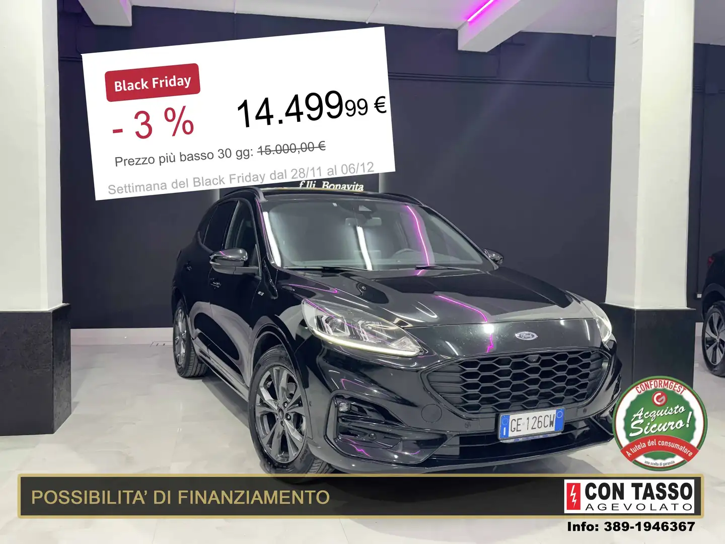 Ford Kuga Kuga III 2020 2.0 ecoblue mhev ST-Line 2wd 150cv Czarny - 1