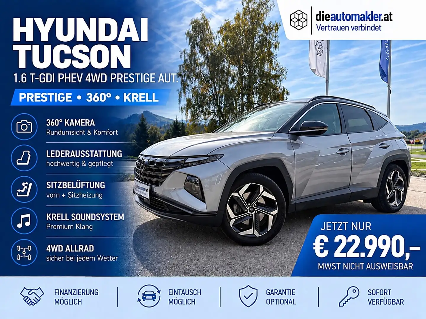 Hyundai TUCSON Tucson 1,6 T-GDI Plug-In Hybrid 4WD Prestige Li... Silber - 1