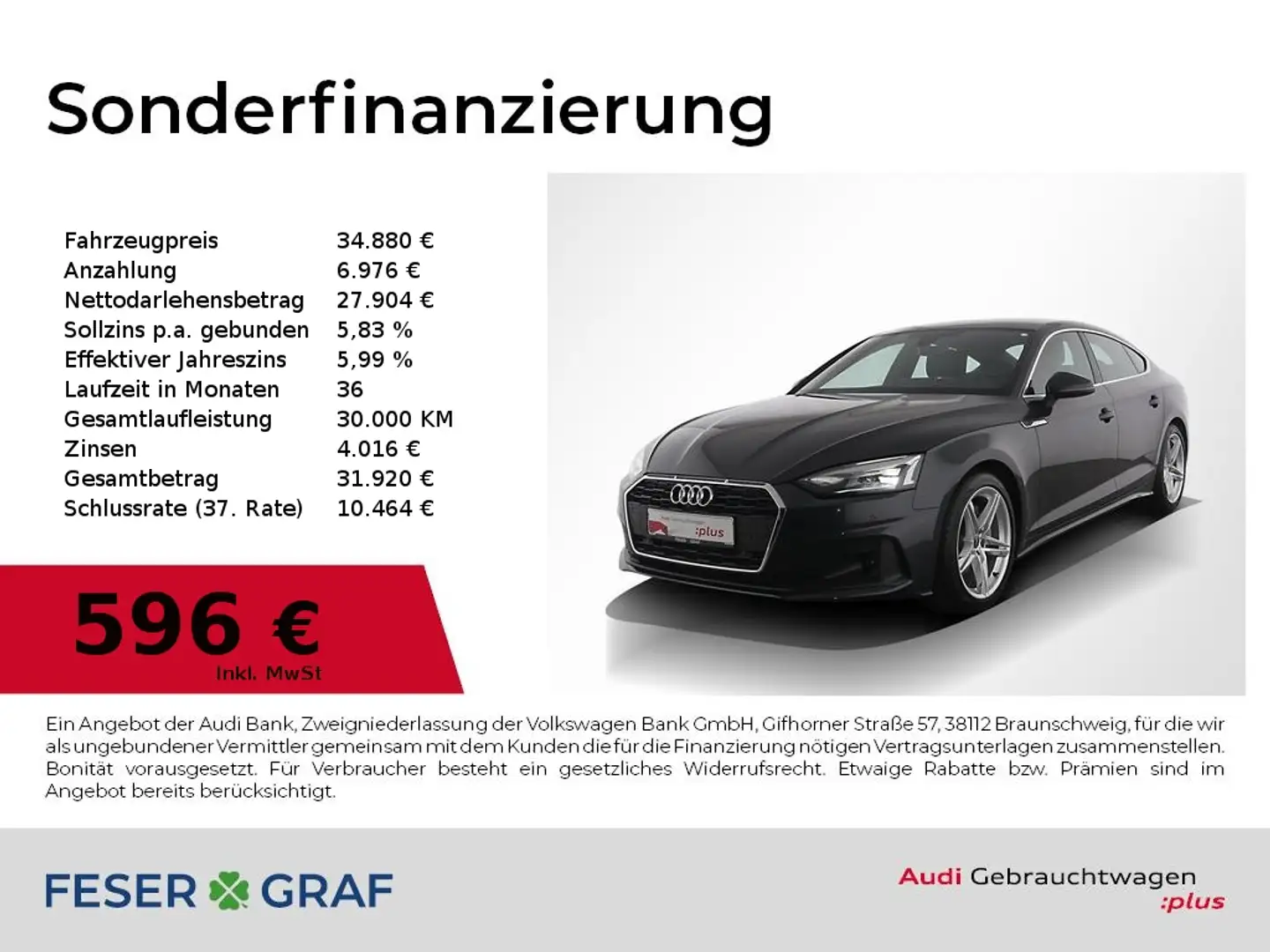 Audi A5 Sportback 40 TFSI S line S tronic Virtual Cockpit Grau - 1