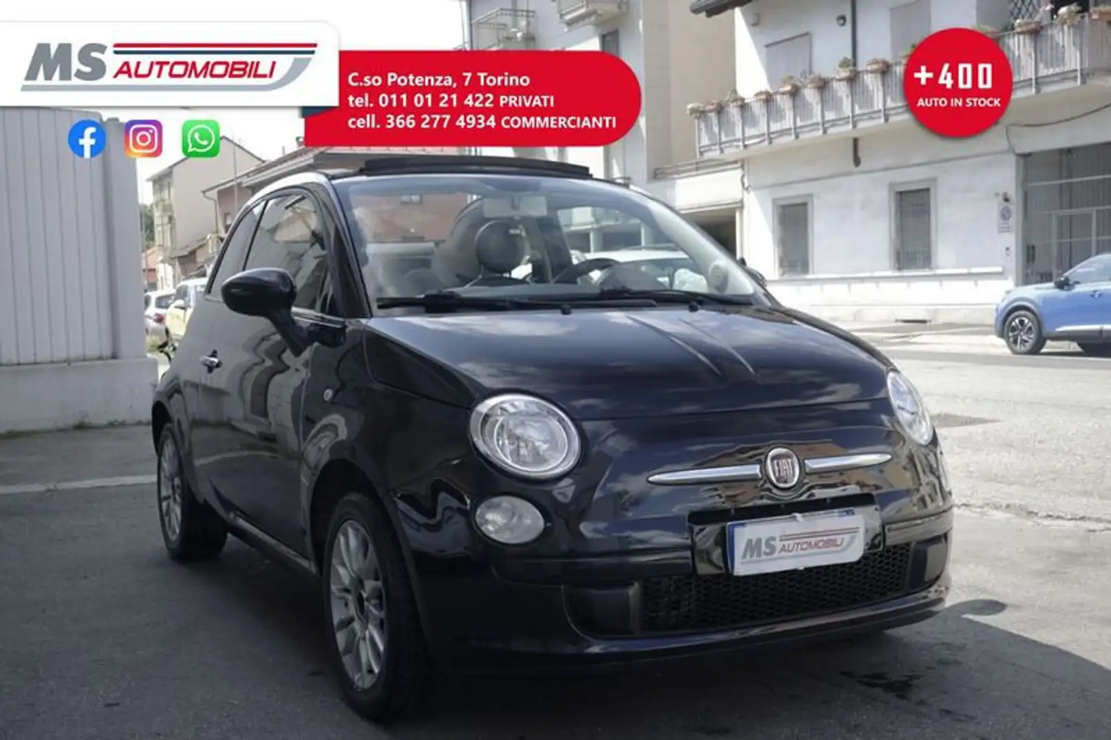 Fiat 500C 500 C Cabrio 1.2 Pop Star Unicoproprietario Nero - 1