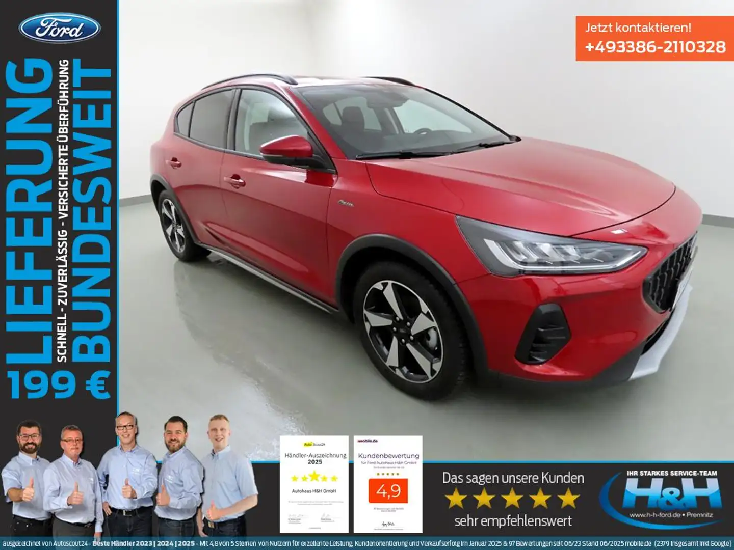 Ford Focus 1.0 M-Hybrid Aut Active X LED+iACC+ParkAss Rot - 1