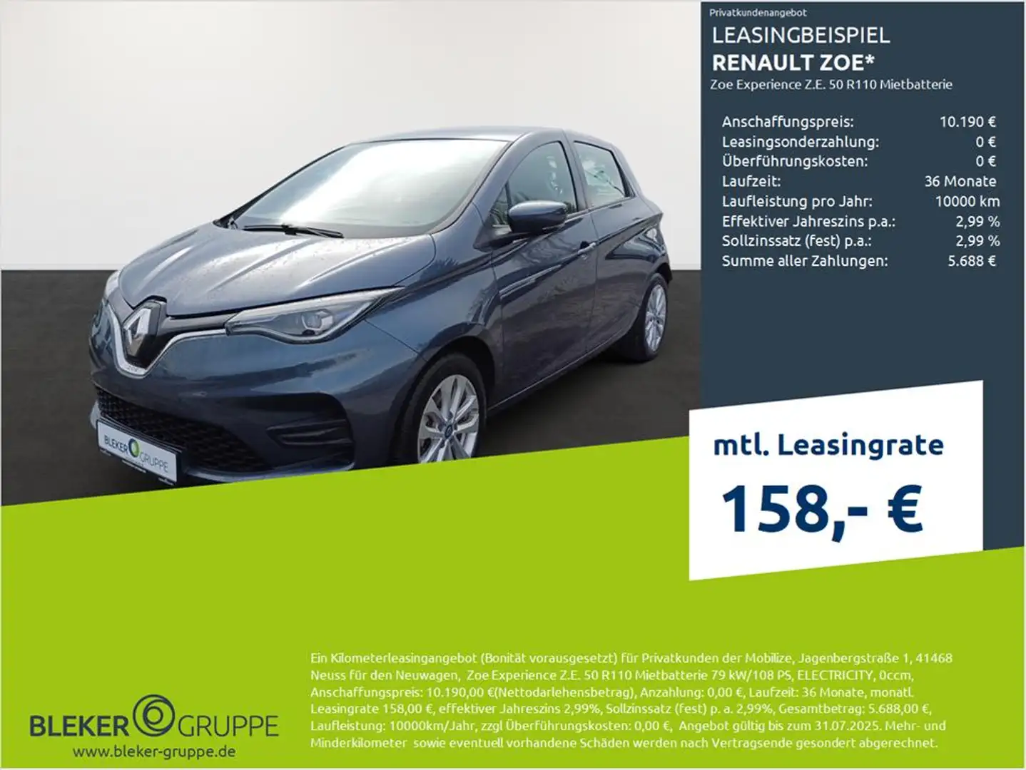 Renault ZOE Zoe Experience Z.E. 50 R110 Mietbatterie Gris - 1