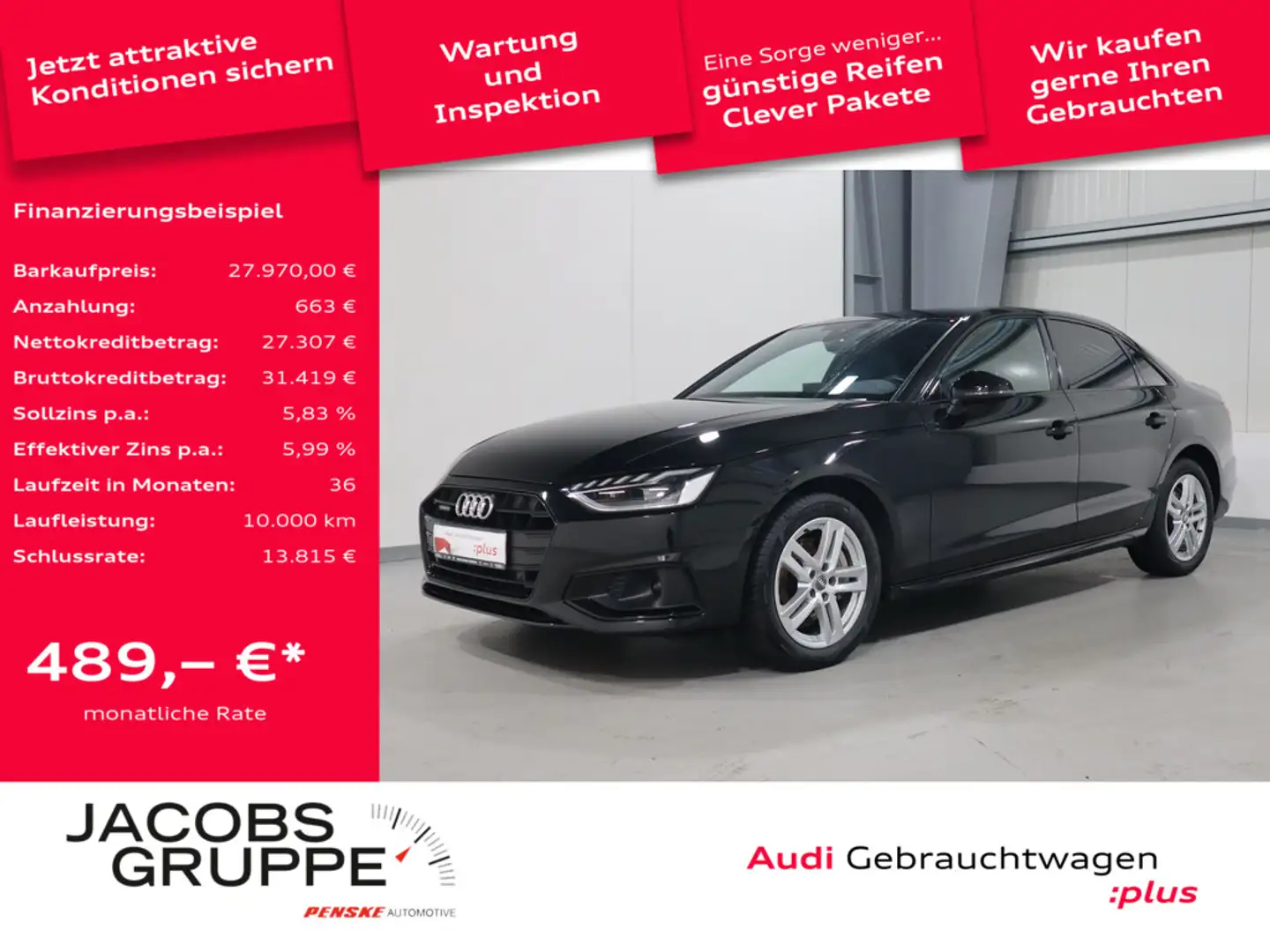 Audi A4 Limousine 40 TDI quattro advanced Panorama*LED*ACC * Schwarz - 1