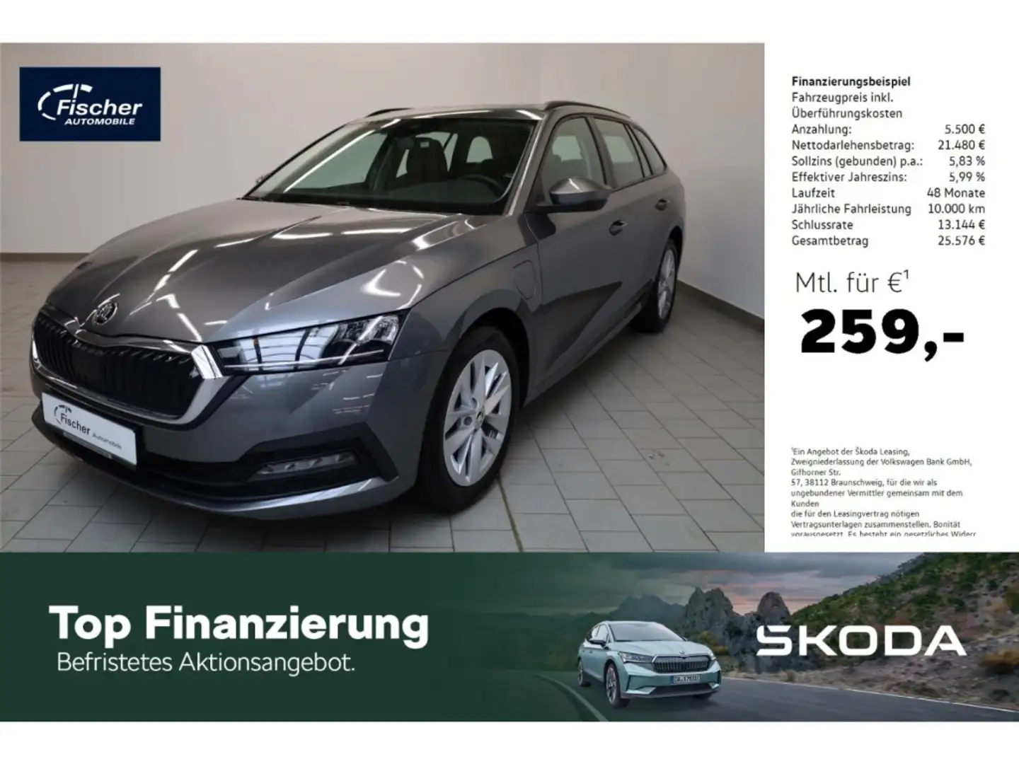 Skoda Octavia Combi 1.4 TSI iV Ambition DSG Pano/LED Gris - 1