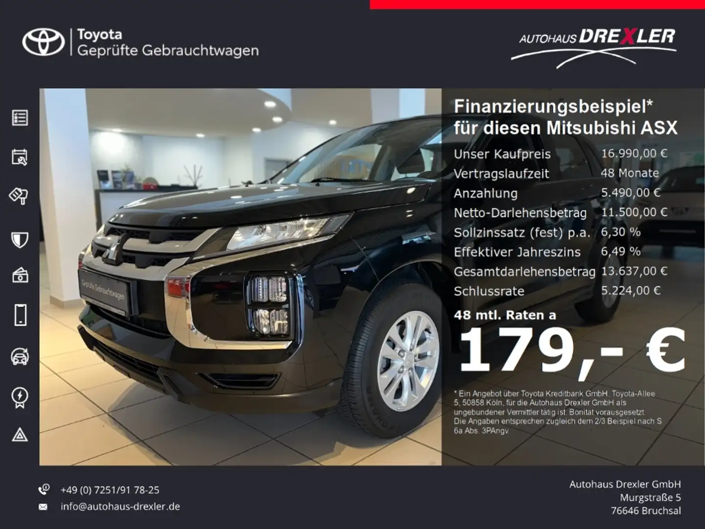 Mitsubishi ASX Intro Edition (Kamera, Navi, Apple Carplay) Schwarz - 1