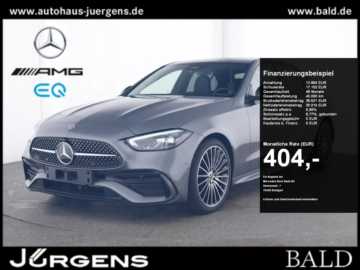 Mercedes-Benz C 180 AMG-Sport/Night/Winter/360/LED/Memo/DAB Grau - 1