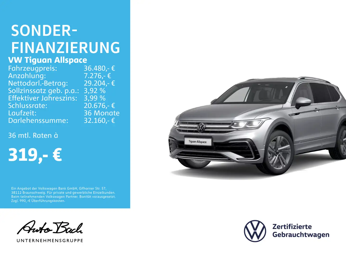 Volkswagen Tiguan Allspace 2.0 TDI "R-Line" 4M DSG Navi LED Silber - 1