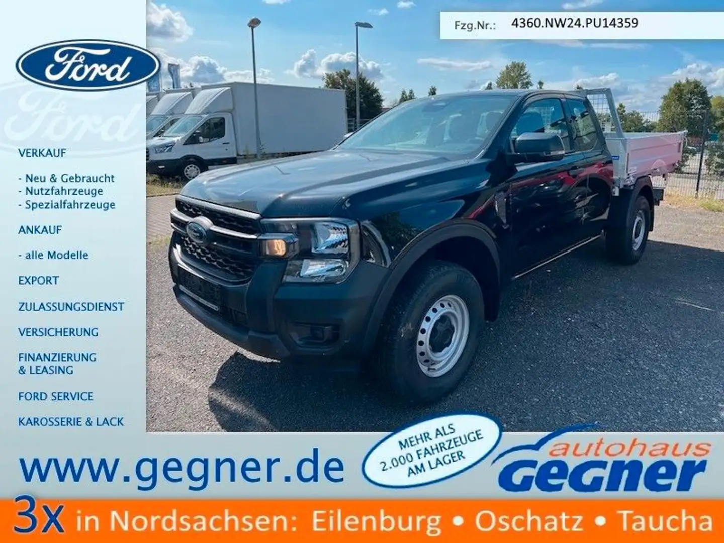 Ford Ranger 2.0 TDCI XL EXtraKab 3-S.-Kipper  AHK WiP Black - 1