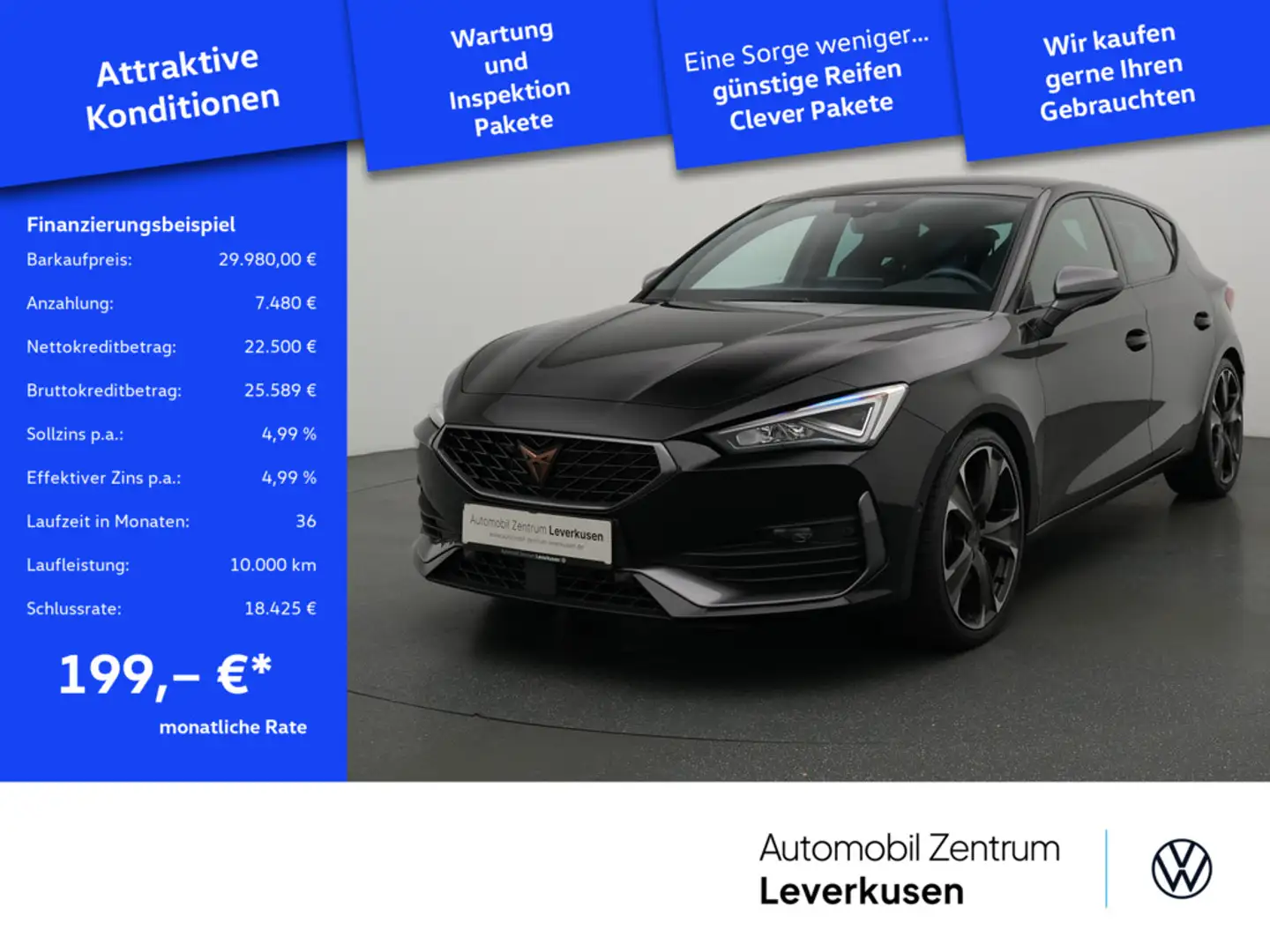 CUPRA Leon VZ PANO NAVI VIRT KAM DCC CARPLAY KEYLES Schwarz - 1