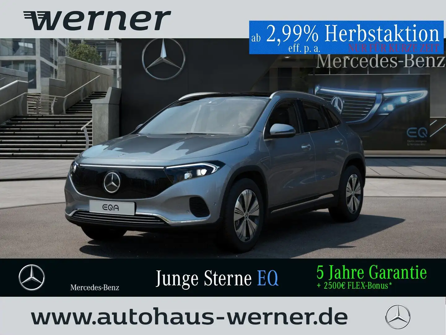 Mercedes-Benz EQA 350 4M PROGR-ADV+ AHK PANOR SOUND VZA WINTER Argento - 1