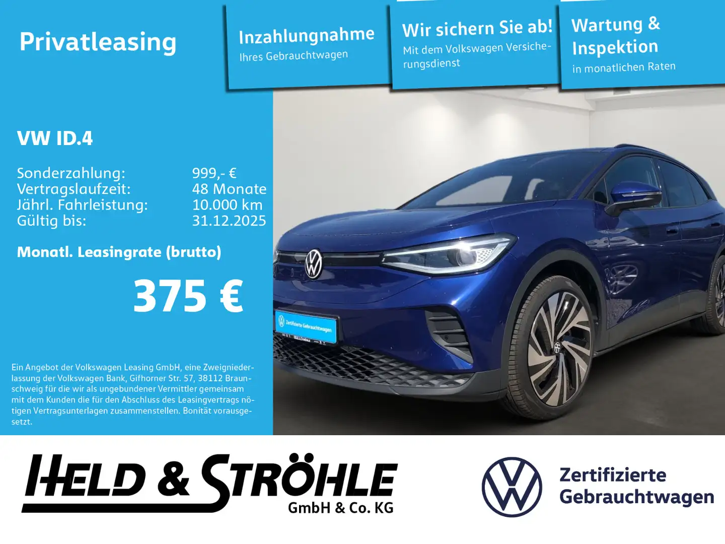 Volkswagen ID.4 Pro 4MOTION AHK PANO MATRIX NAVI HuD WÄPU Blau - 1