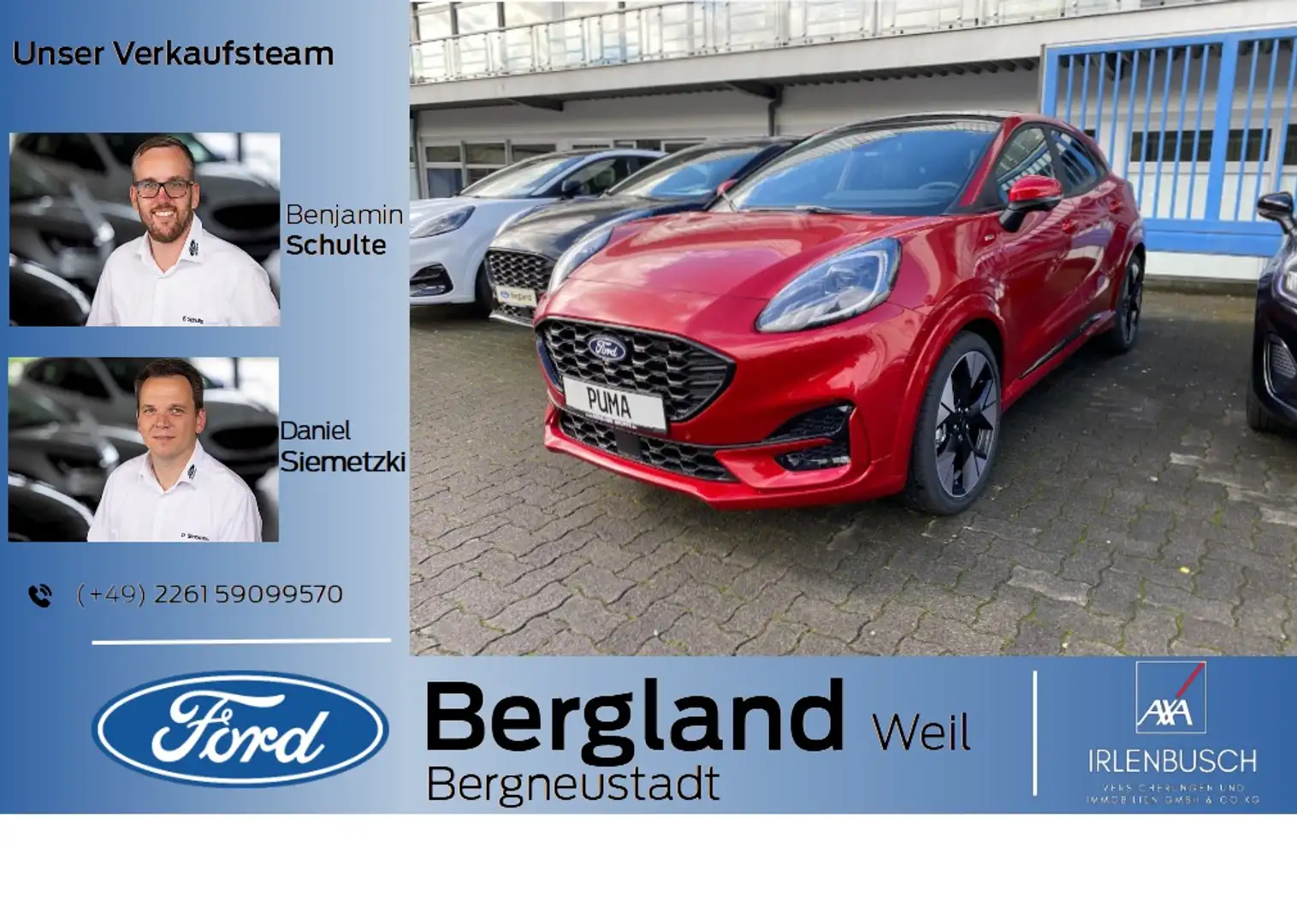 Ford Puma ST-LINE X 1.0T 155PS MHEV Automatik AHK abnehmbar Rouge - 1