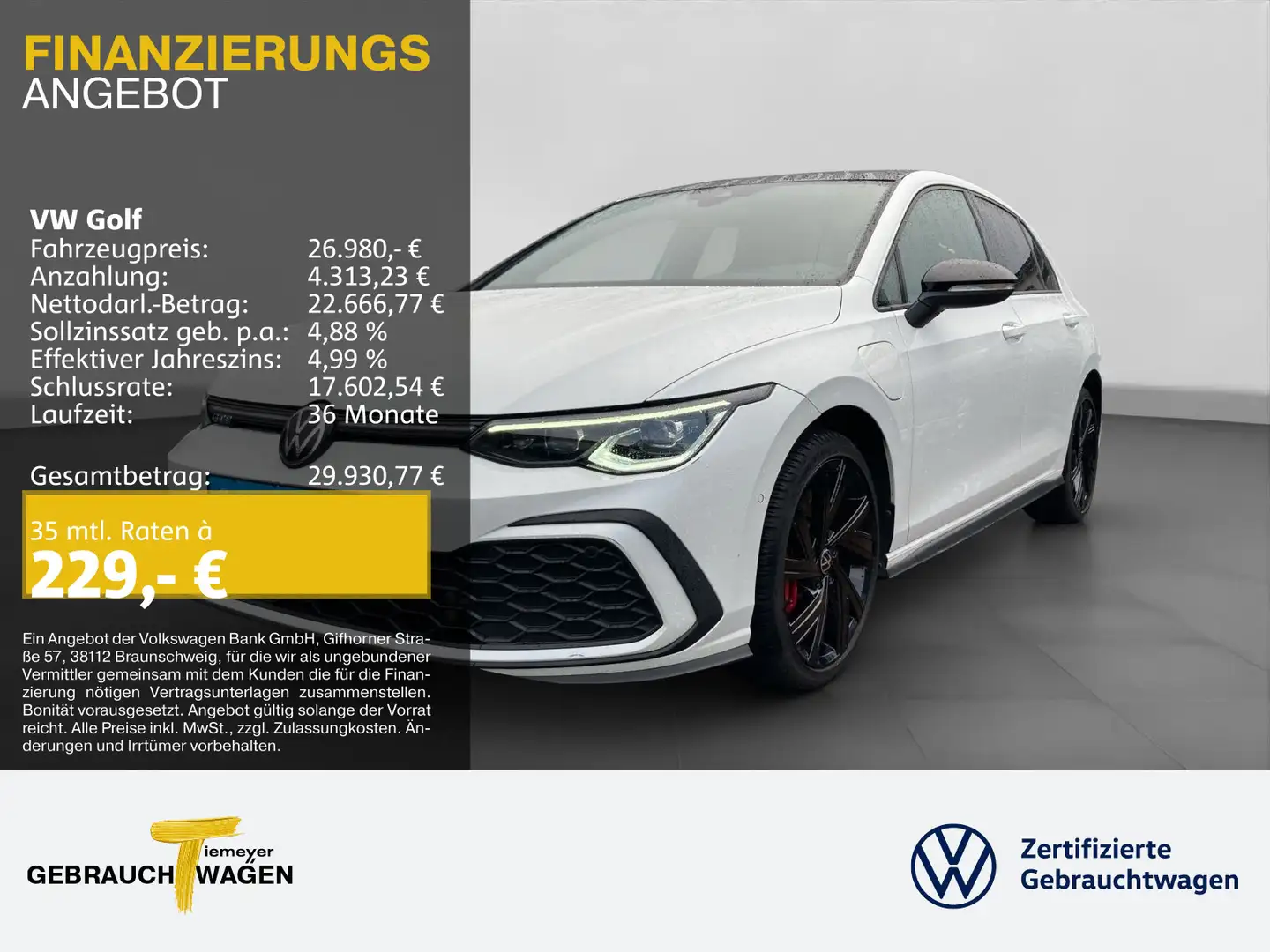 Volkswagen Golf GTE GTE PANO LEDER LM18 Weiß - 1