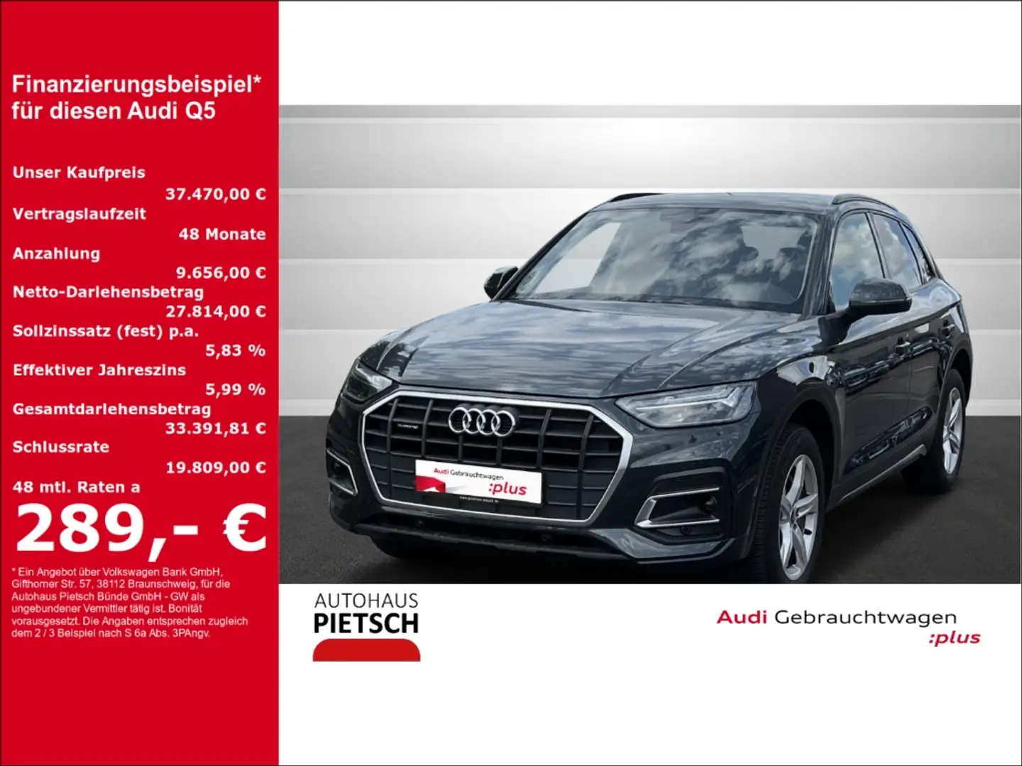 Audi Q5 40 TDI quattro LED AHK ACC DigCockpit Gris - 1