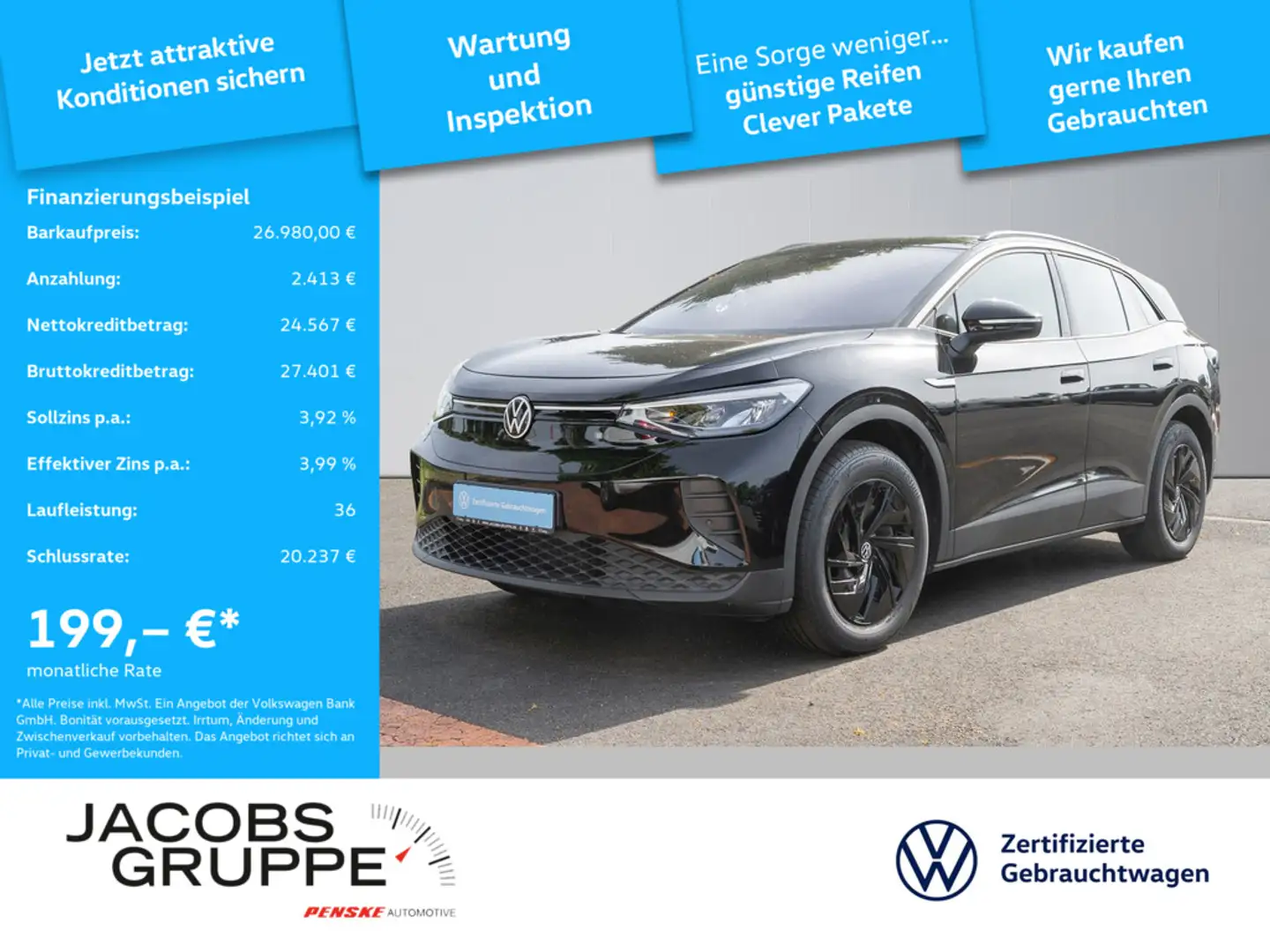 Volkswagen ID.4 Pure Performance 125 kW Navi Pro, Sitzhe Schwarz - 1