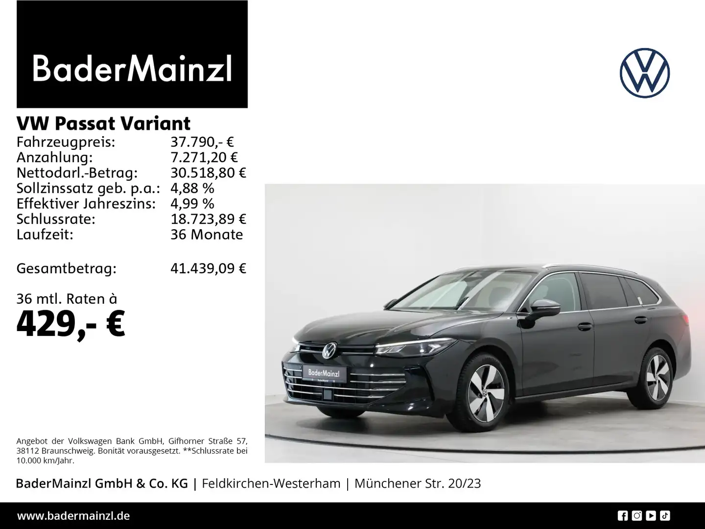Volkswagen Passat Variant 2.0 TDI DSG Business Kamera ACC Schwarz - 1