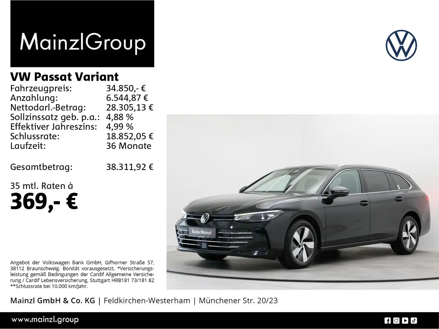 Volkswagen Passat Variant 2.0 TDI DSG Business Kamera ACC Schwarz - 1