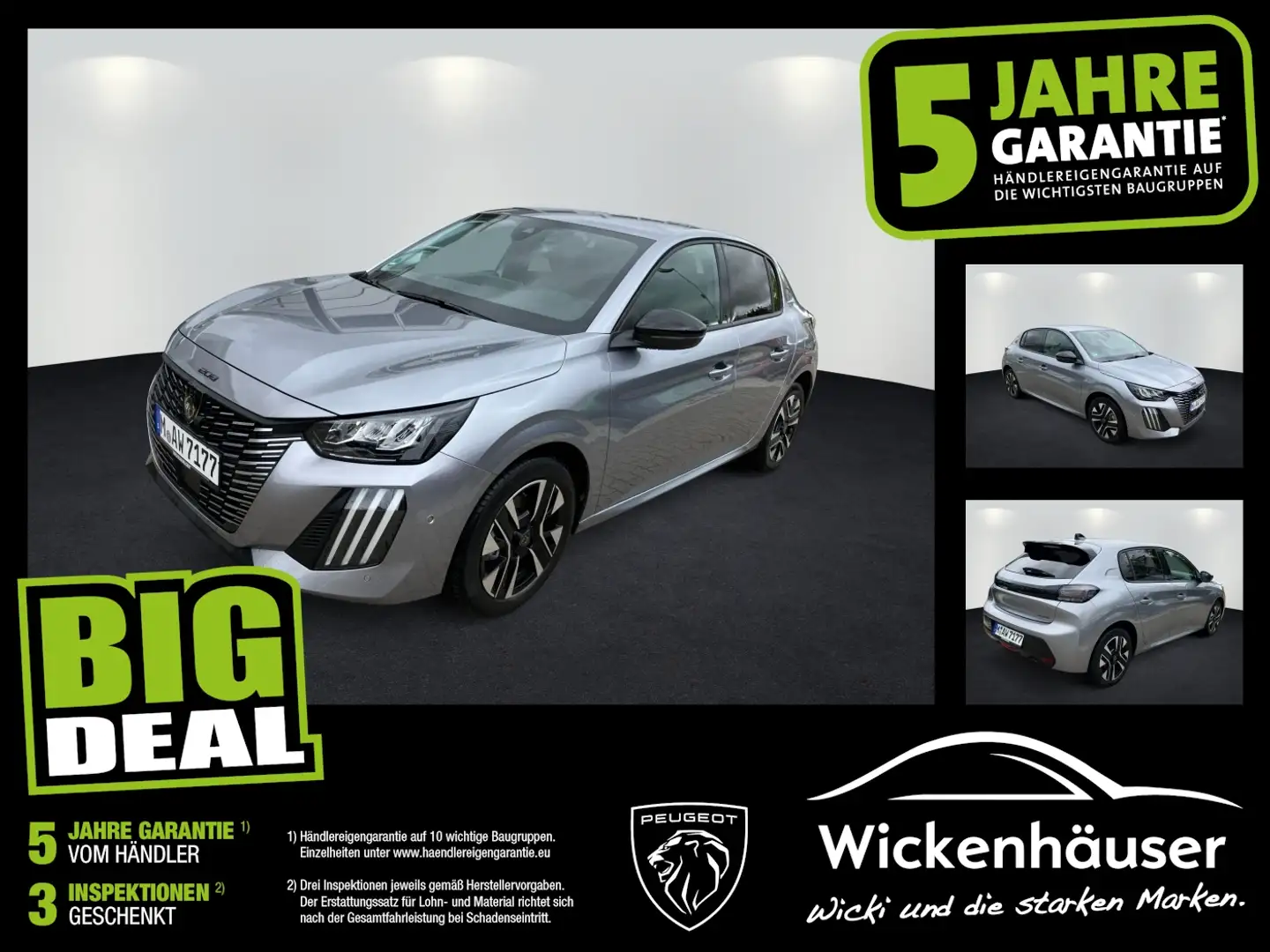 Peugeot 208 1.2 100 Allure ACC+LED+SHZ+360+Kam+KeyLess Grau - 1