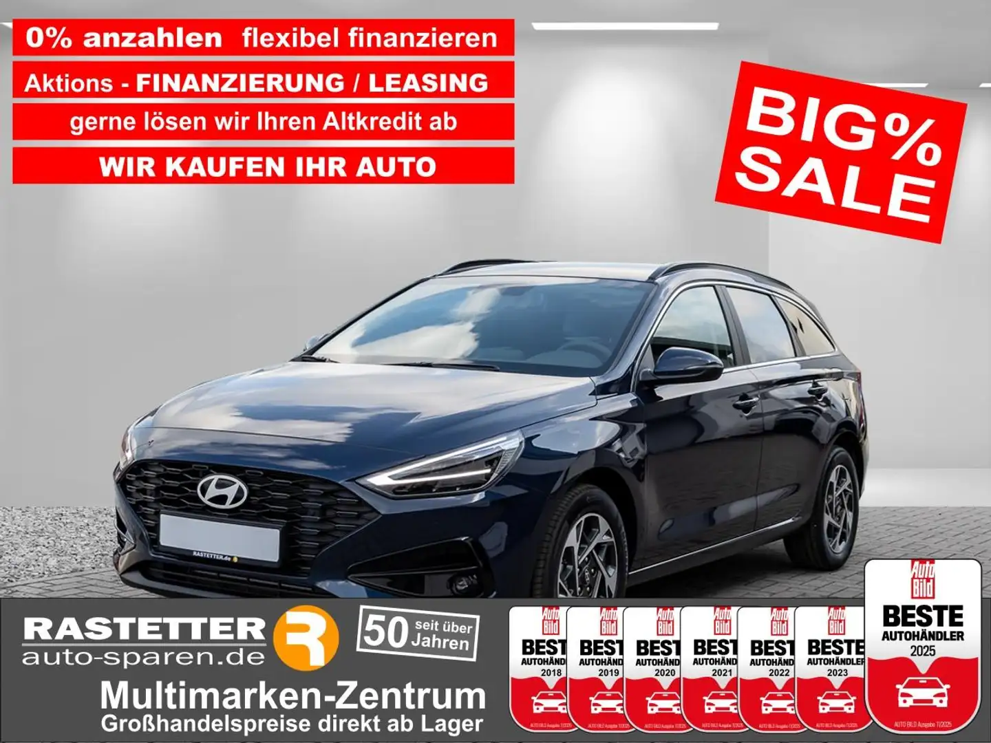 Hyundai i30 Kombi T-GDI 48V DCT Navi+virtCP+LED+Kamera+SHZ+PDC Blau - 1