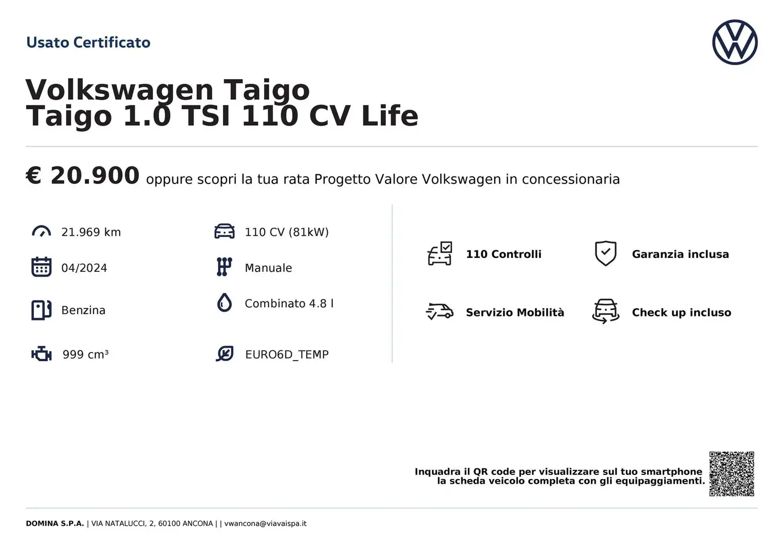 Volkswagen Taigo 1.0 TSI 110 CV Life Nero - 2