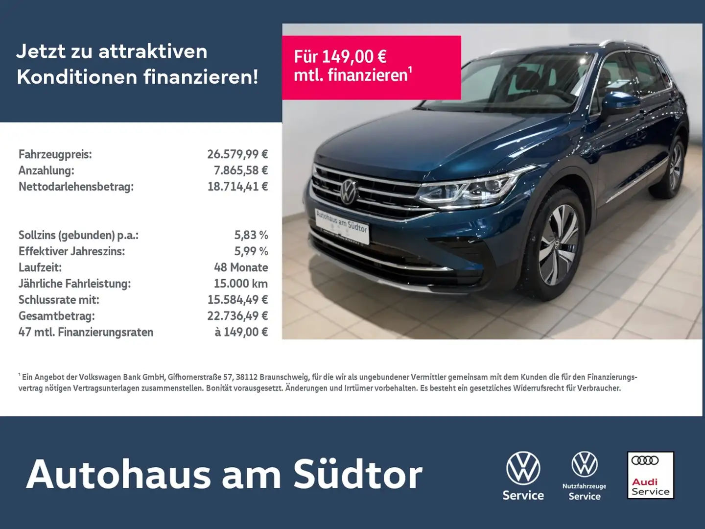 Volkswagen Tiguan Elegance 1.4 TSI Hybrid DSG | LED AHK RFK Blau - 1