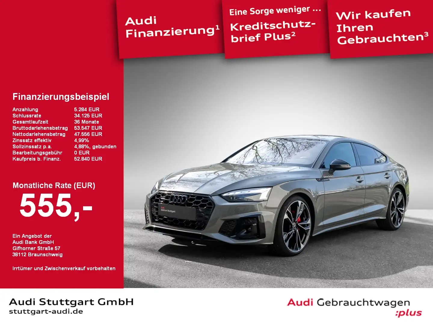 Audi A5 Sportback S line 40 TDI quattro S tronic Grijs - 1
