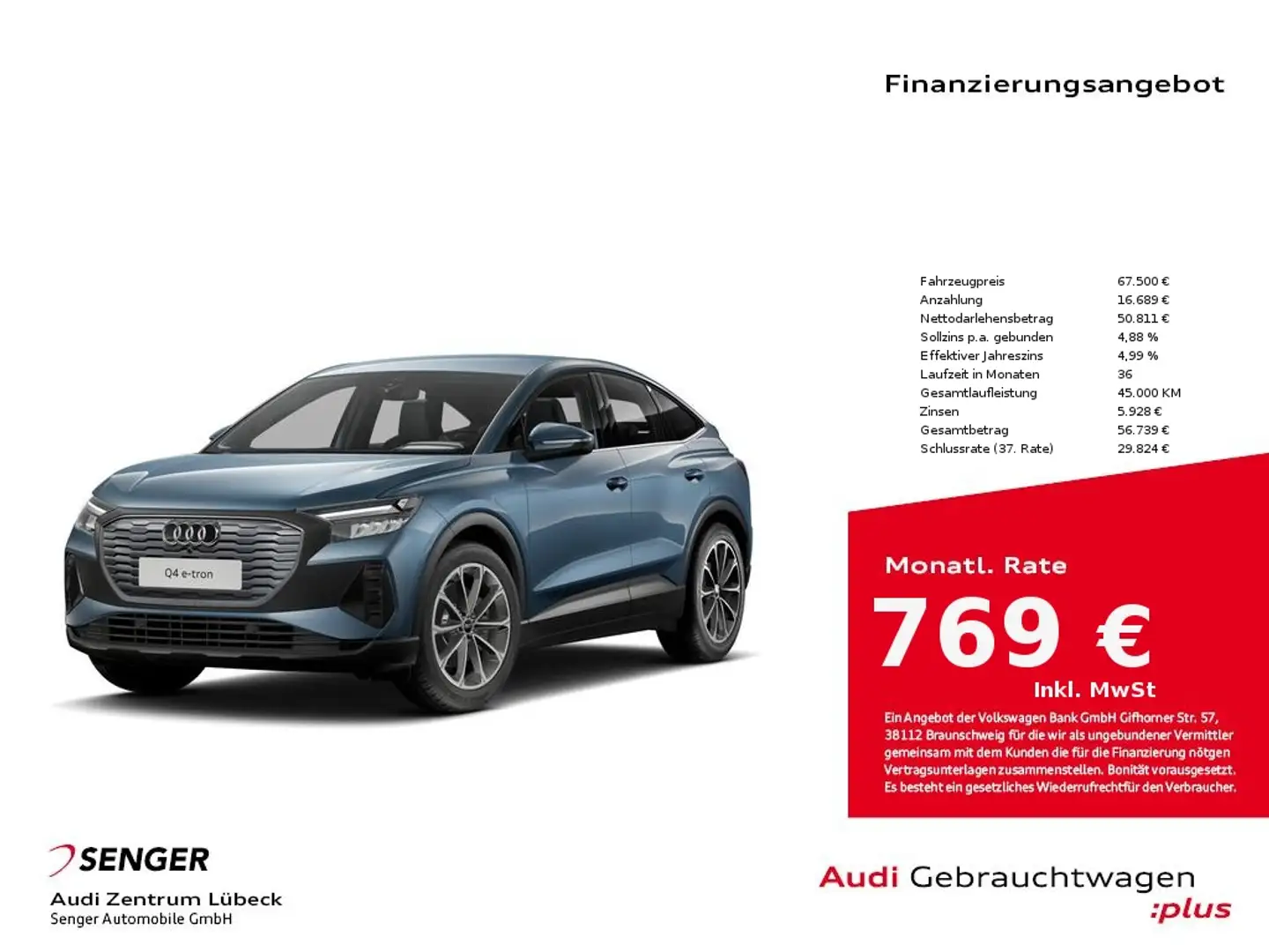 Audi Q4 e-tron Sportback e-tron 45 Blau - 1