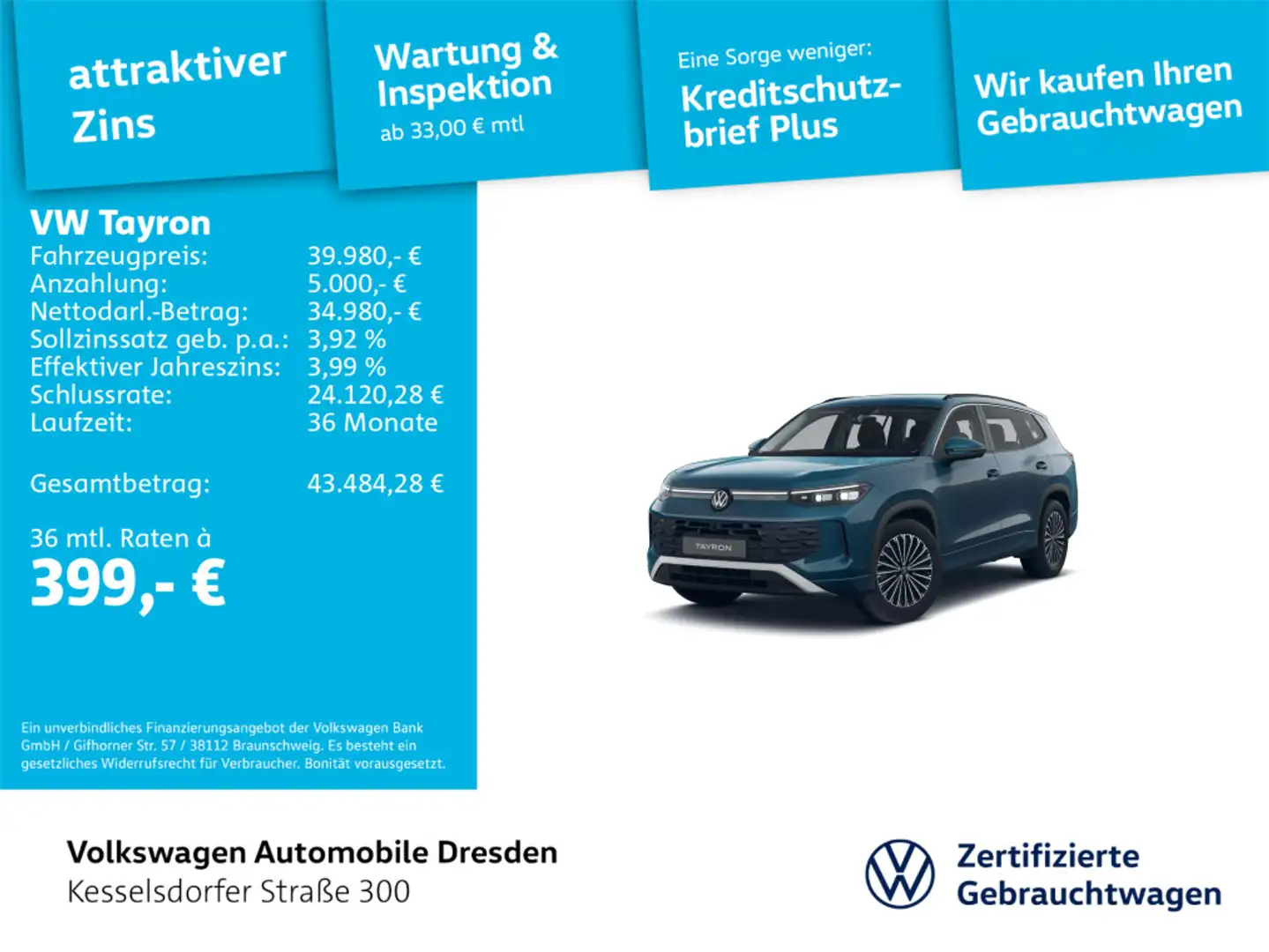 Volkswagen Tayron 1.5 TSI DSG Life AHZV ACC LED Navi Kamera Blau - 1